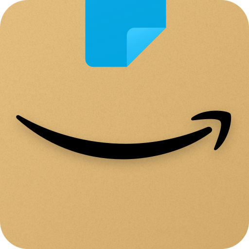 Amazon shopping app smily arrow on brown background