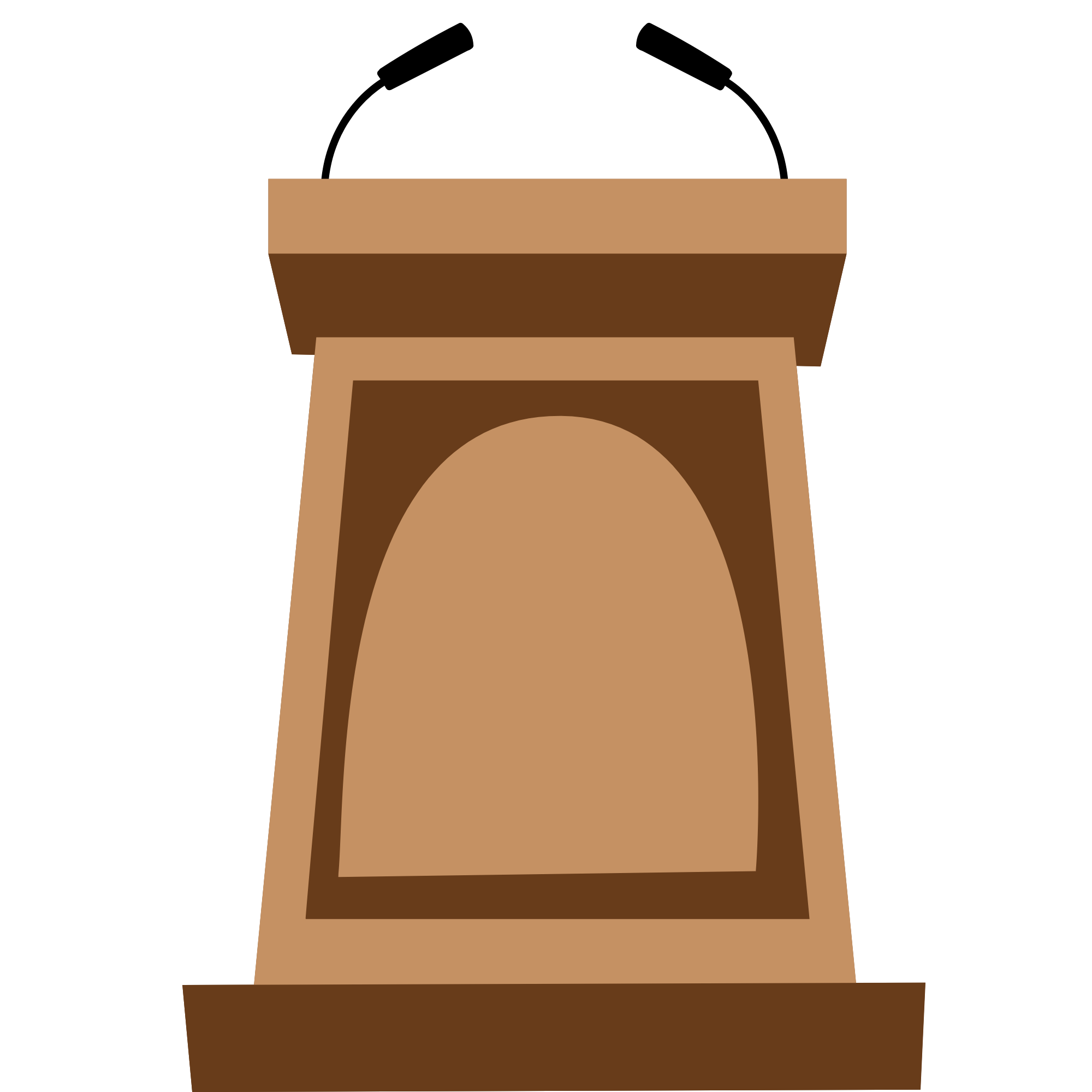 image of a podium with two microphones