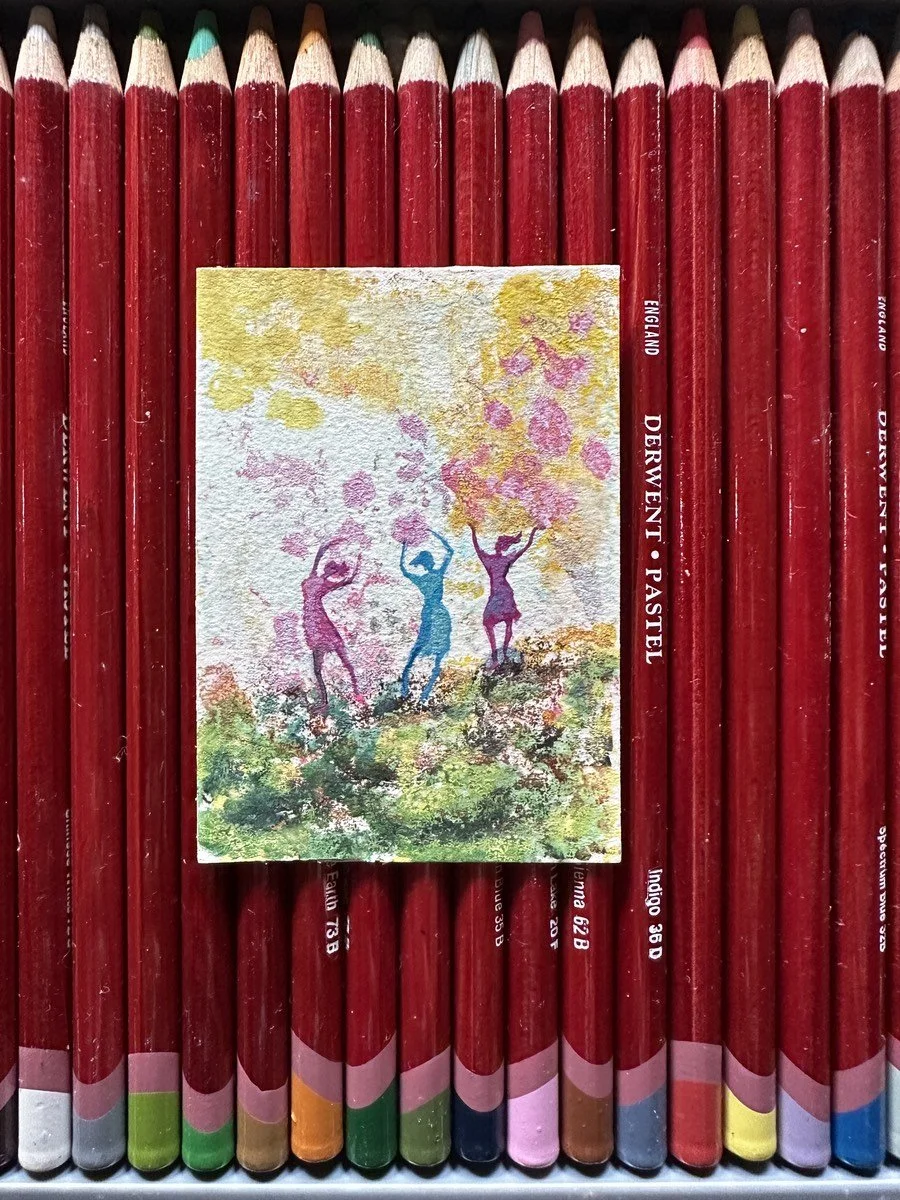"Dancing with Flowers" ACEO Card