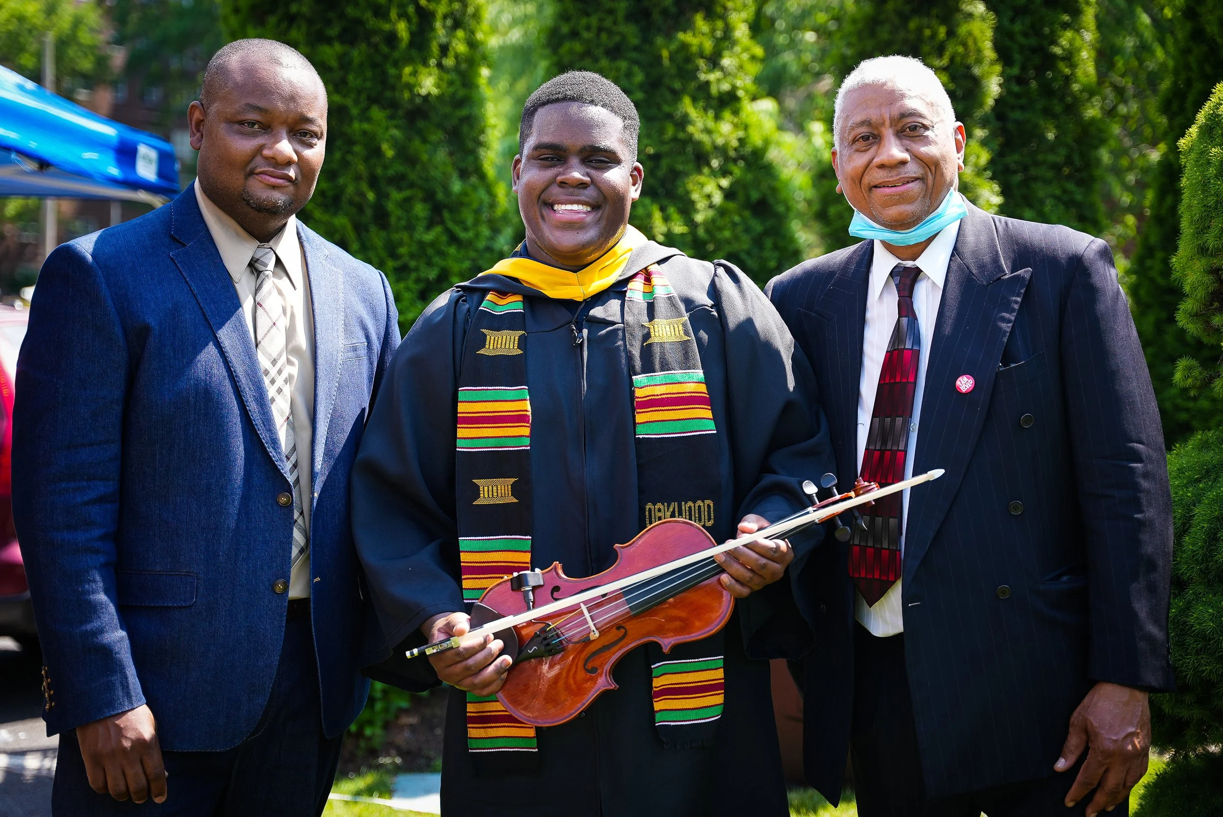 Dr.Violin with two of his former elementary school teachers after delivering the commencement address at his alma matter, Oakview Preparatory School in Yonkers, NY.