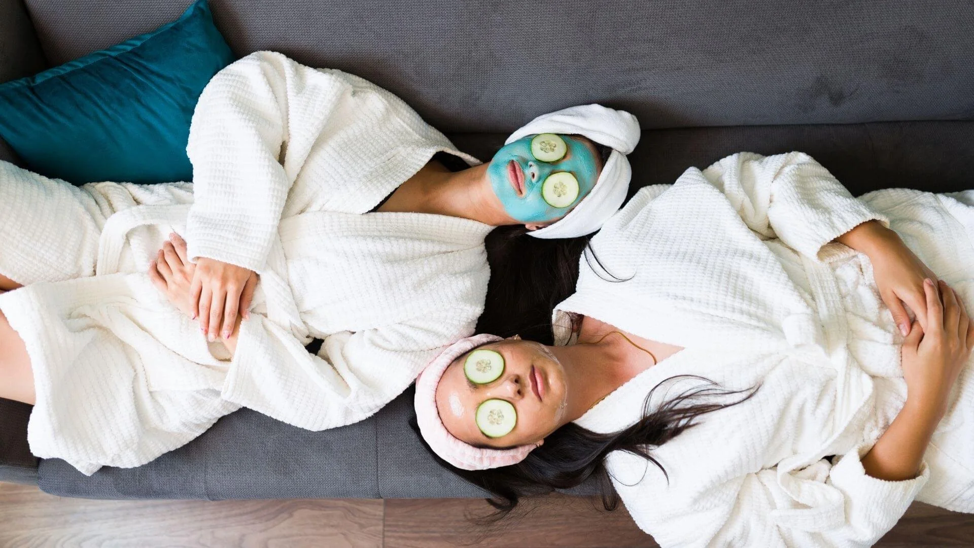 two girls relaxing and having a spa day