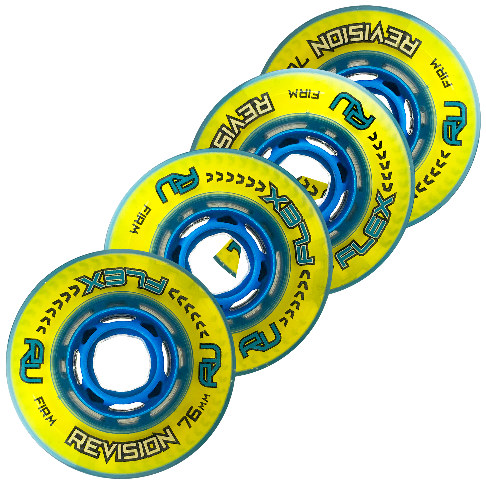 Revision Wheels Inline Roller Hockey Variant Soft 74A W/ Bones Bearings 4-Pack 