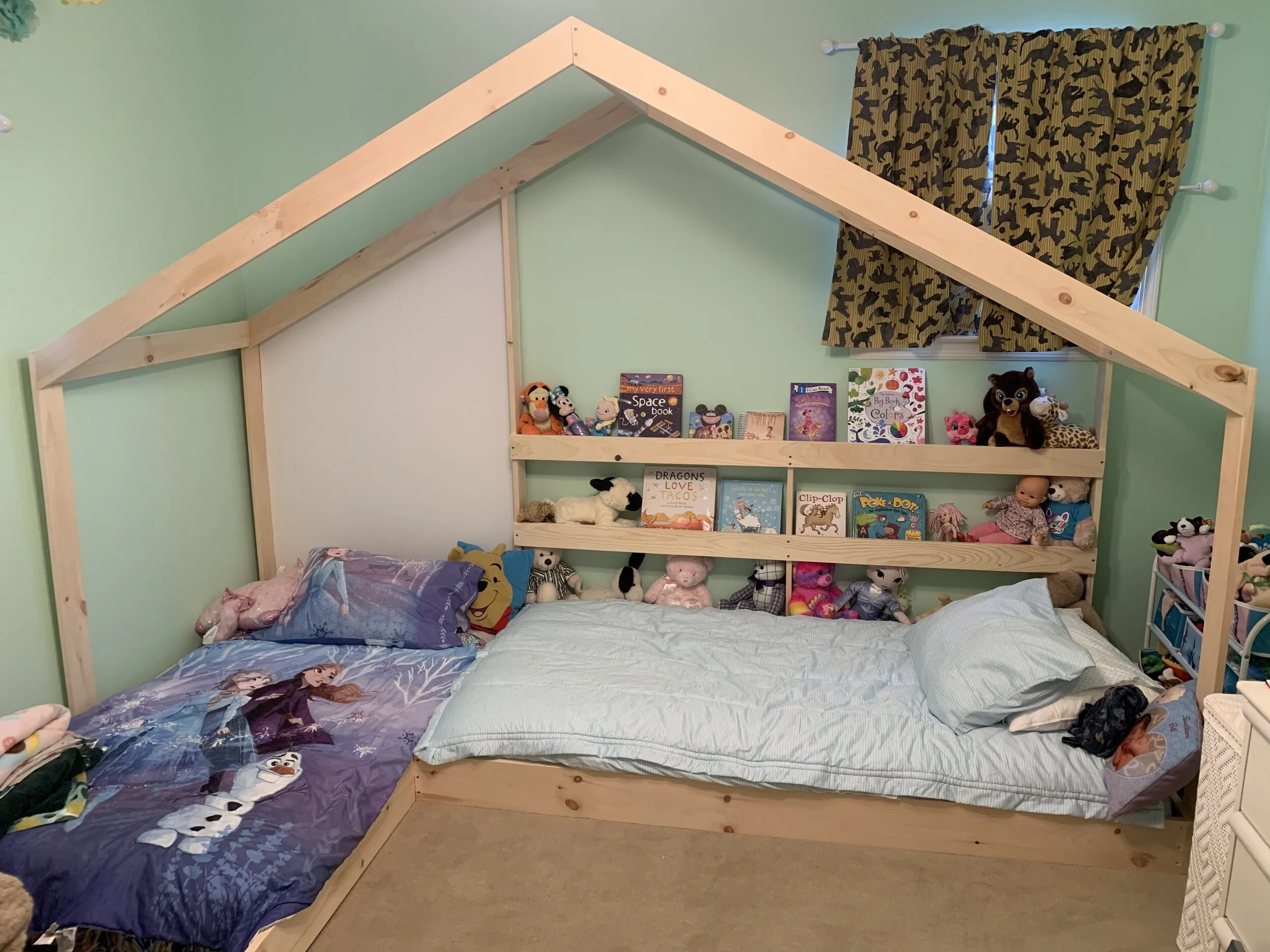 DIY 2 Twin Bed Floor House Bed — Diapers and Donuts