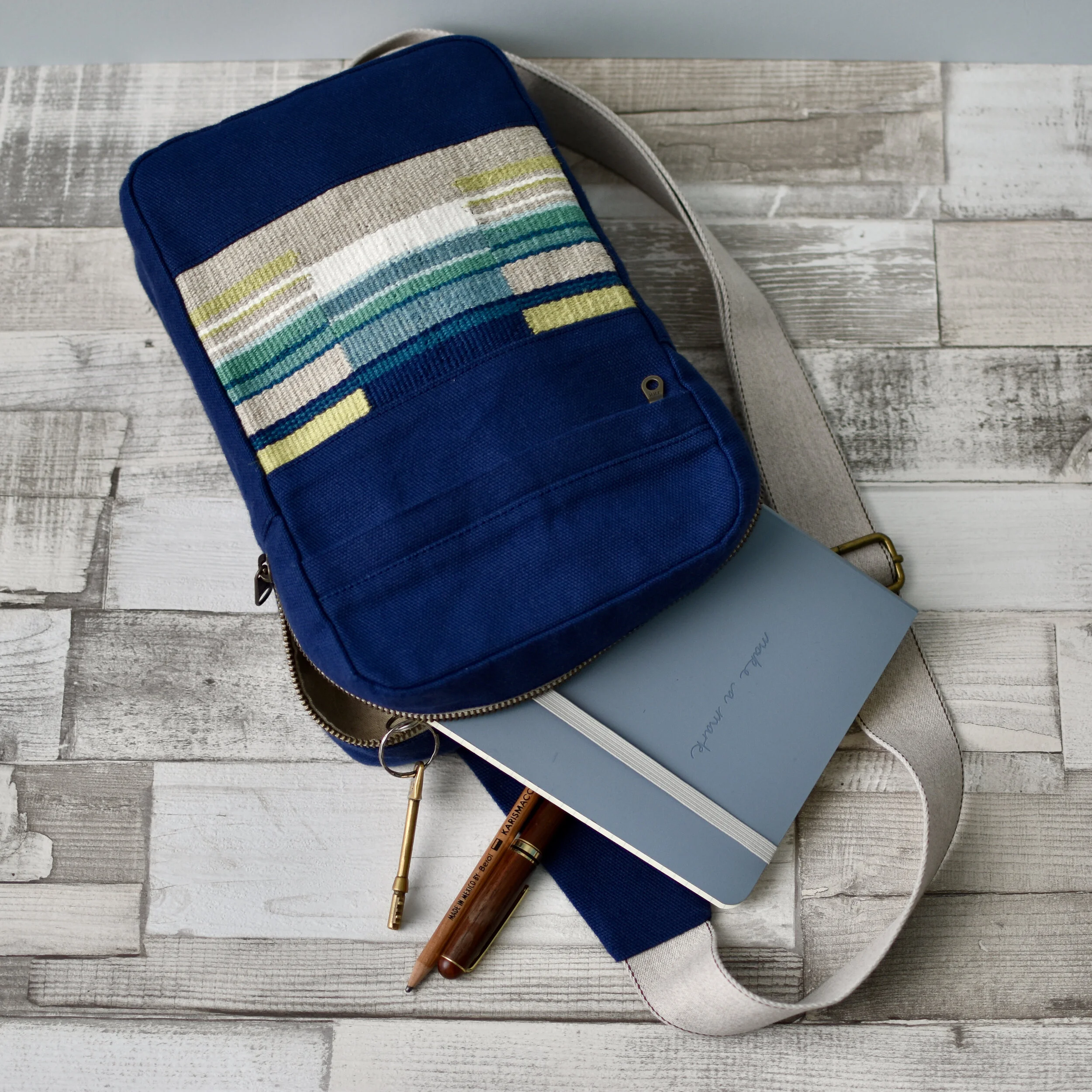 Sling bag 2 Navy in use.JPG