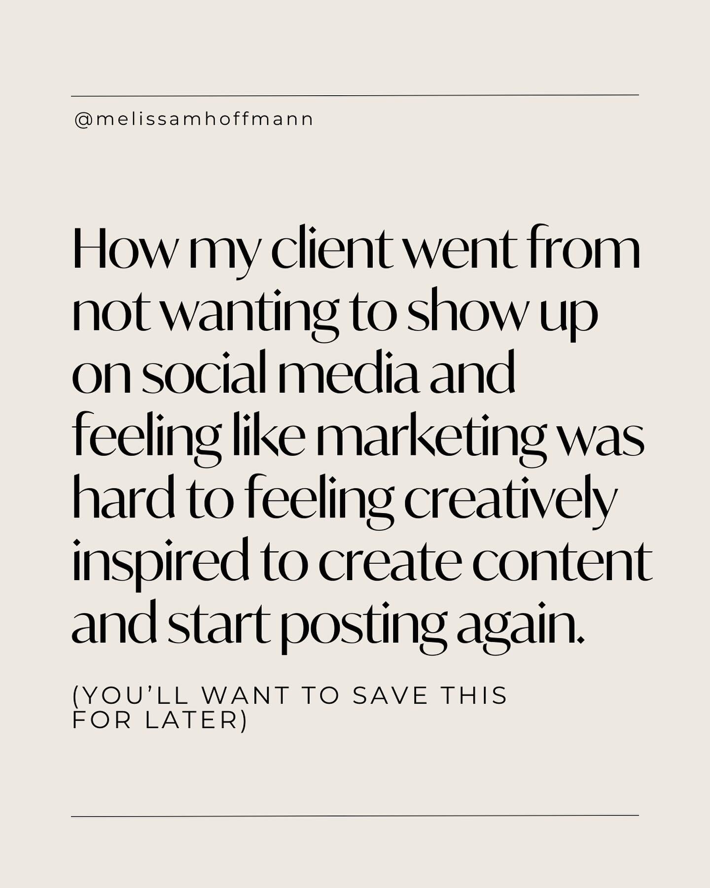 One of my clients was feeling a lot of resistance around showing up on social media. Every time she would sit down to create content, it felt hard and she couldn&rsquo;t think of what to say.

She told herself that marketing and creating content was 