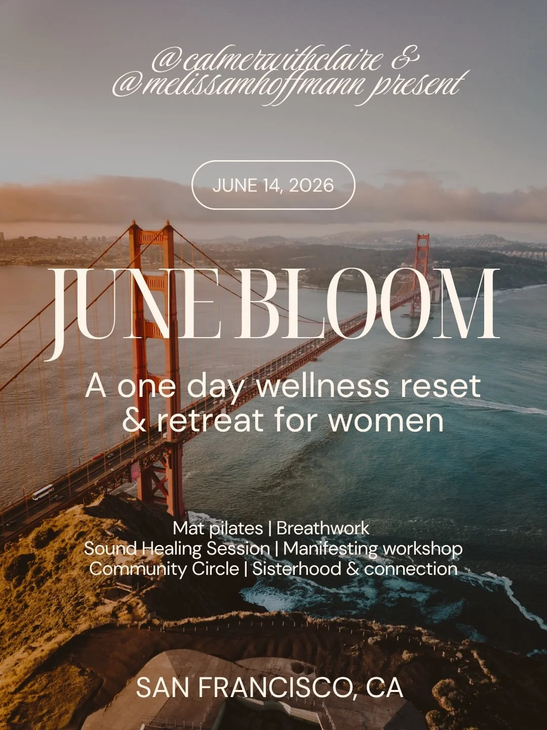 Swipe through to see which one of these is for you. 🌑

June Bloom is a one-day New Moon retreat in San Francisco on June 14th, designed to be a full-body reset for the woman who's ready for her next chapter.

Mat Pilates &middot; Shamanic Breathwork