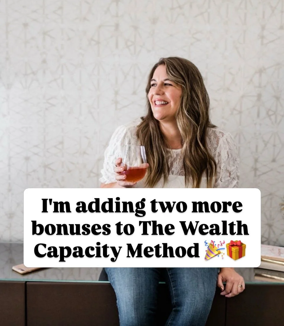 I'm adding two more bonuses to The Wealth Capacity Method so you feel fully supported and set up for success in the program. Swipe through to see what's included 🎁

Bonus 1: The Wealthy Woman Recode Bundle (a $297 value)

A powerful bundle of guided