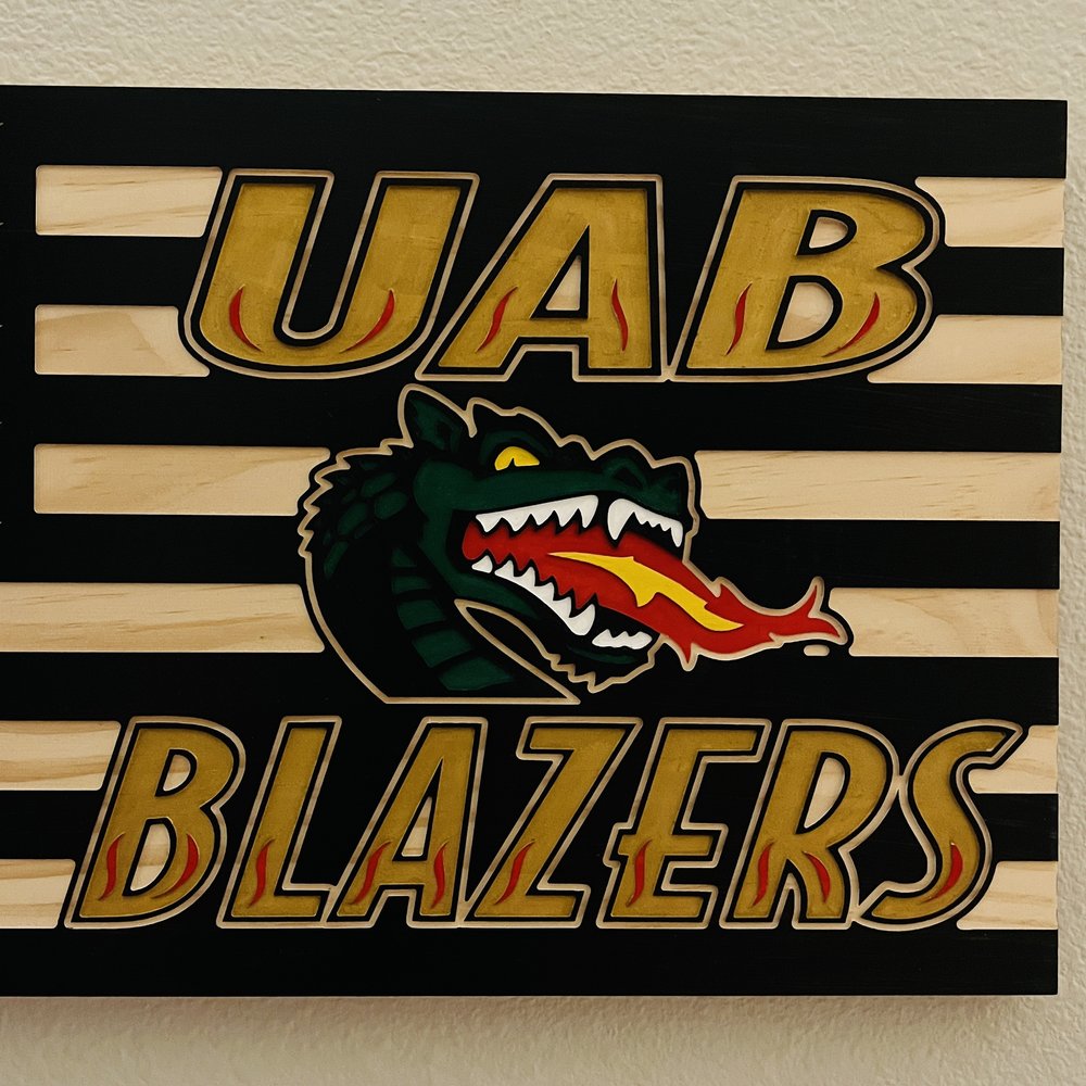 University of Alabama at Birmingham UAB Blazers wooden American Flag — It  All Started With A Flag