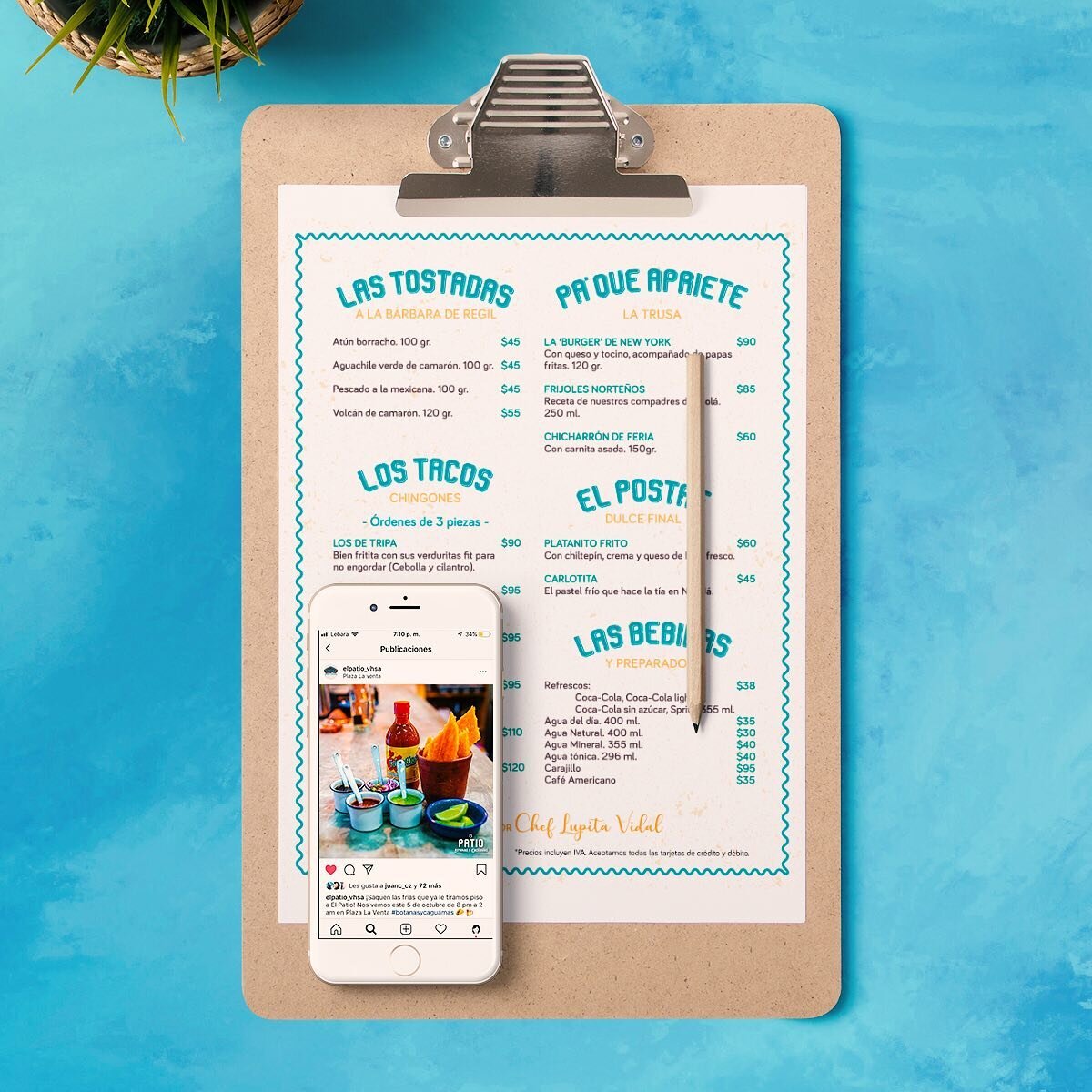 Alternative menu for evenings, aiming for a "mexican cantina" style