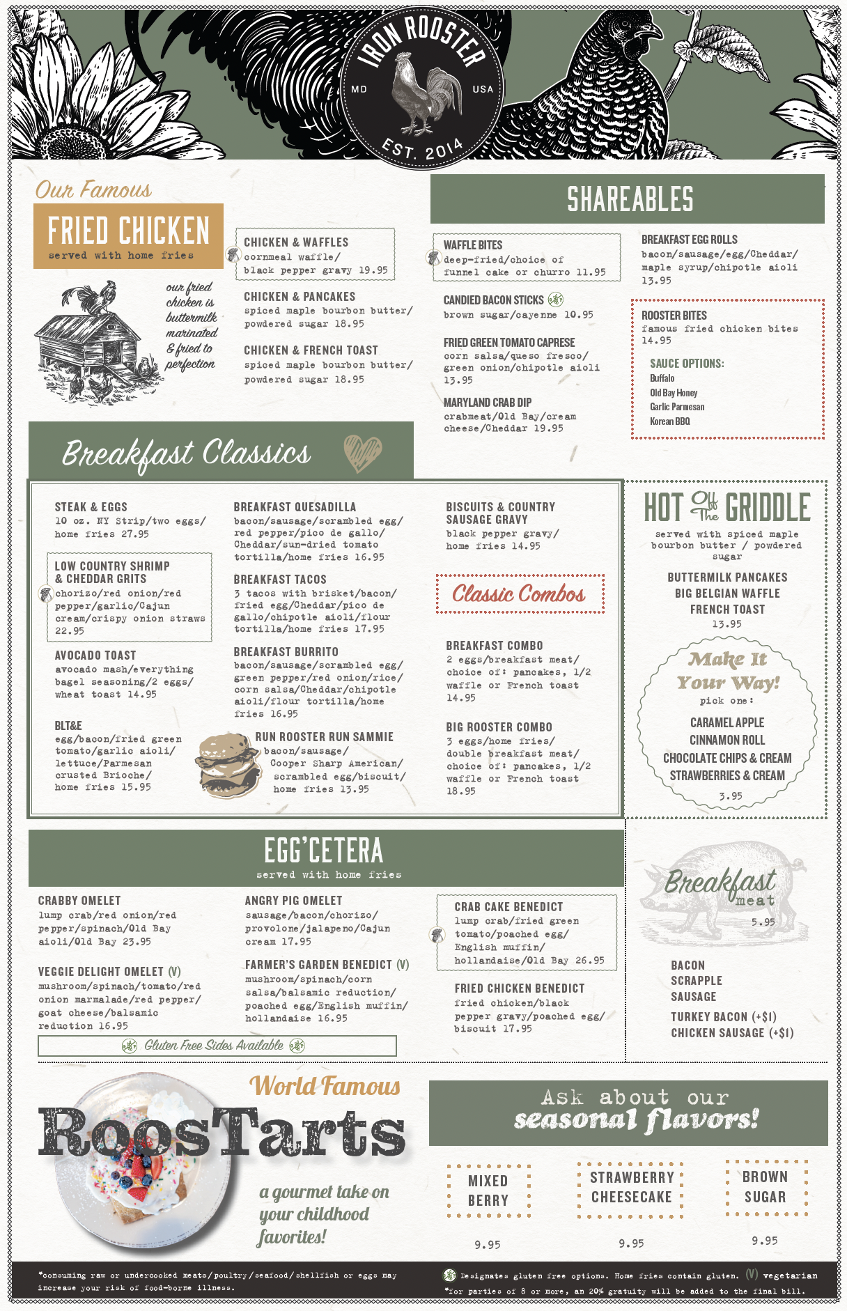 Iron Rooster's Breakfast All Day Menu for Fall 2026
