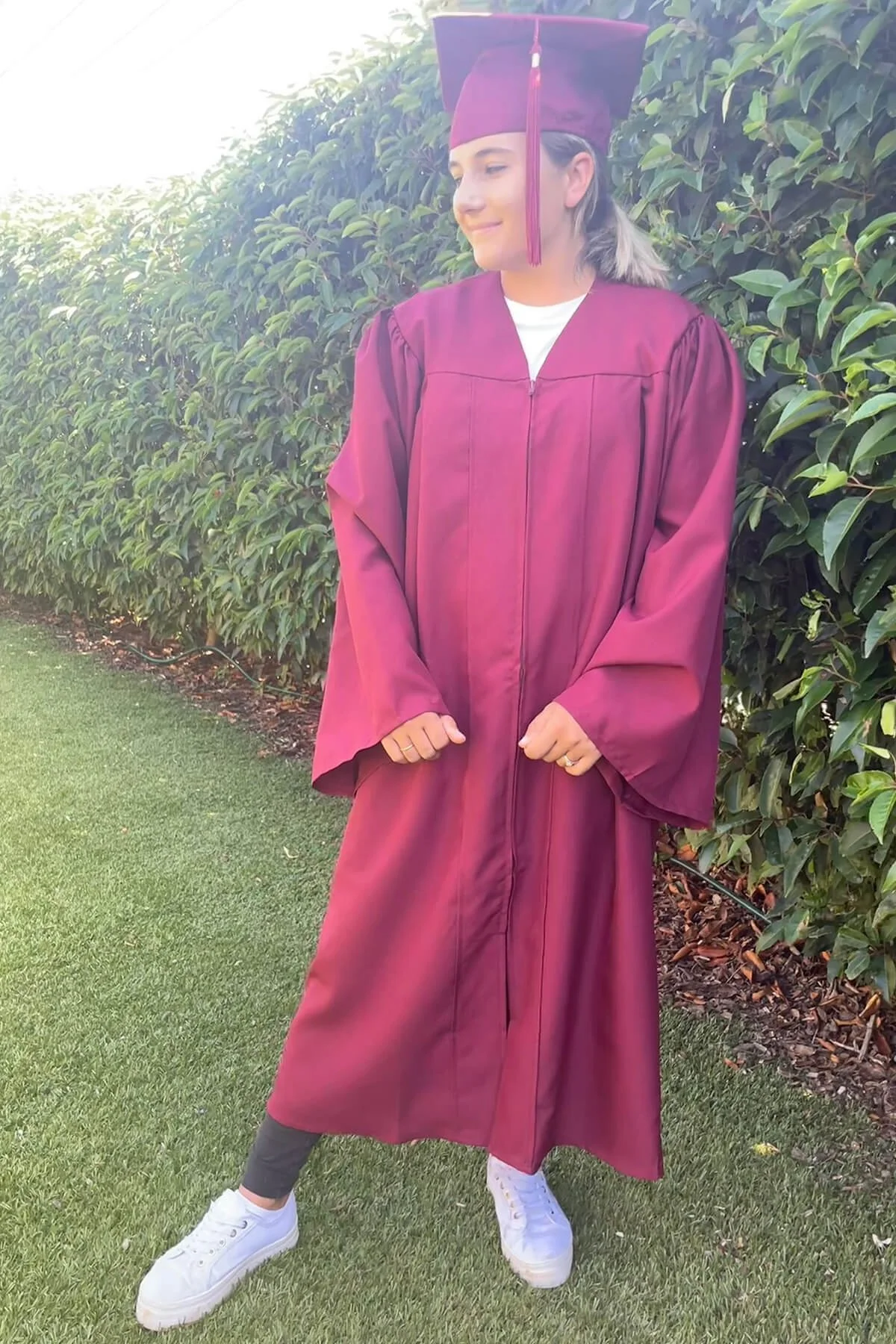 graduation gown with mortarboard package zip front matte finish primary