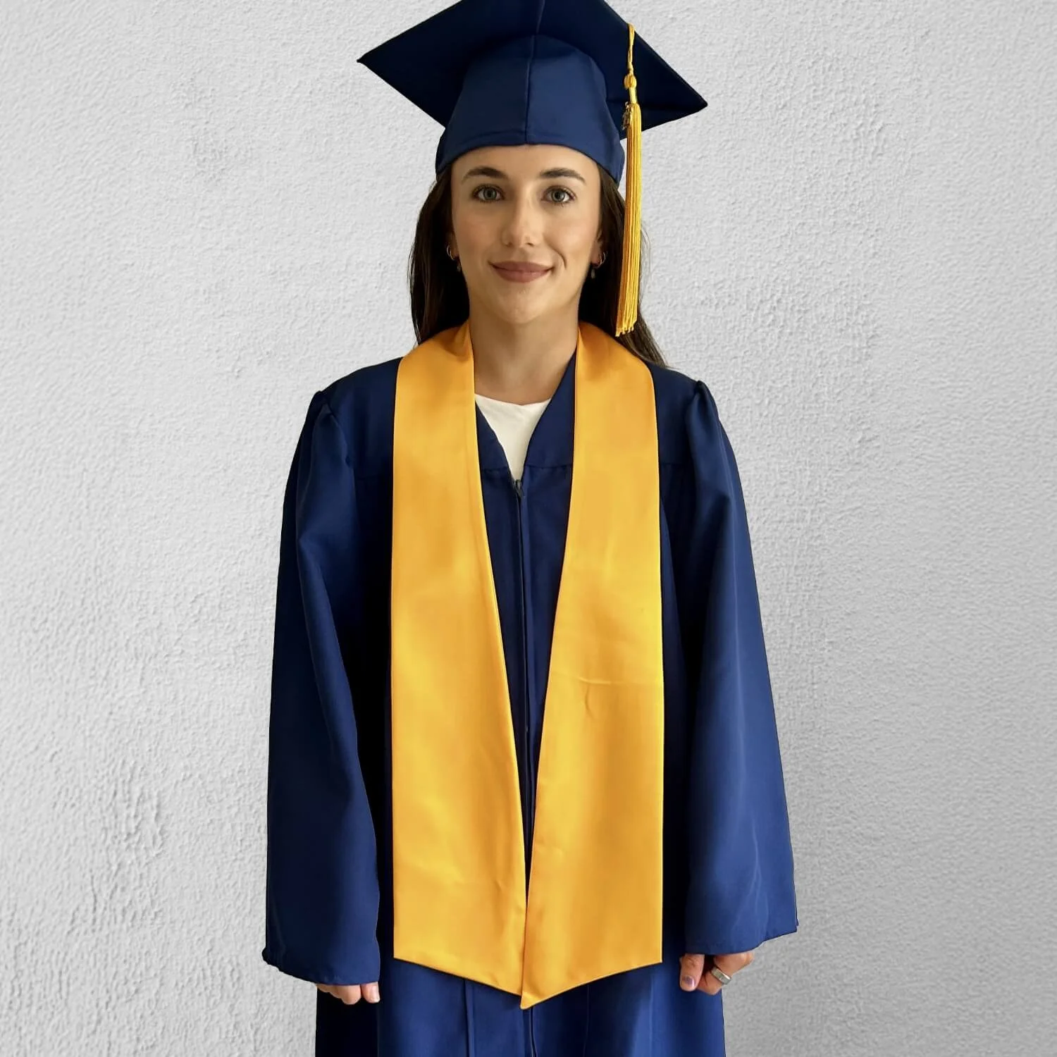 Graduations Now Zip Front Matte Gown and Stole Set P-12 Senior Gold Navy.jpg