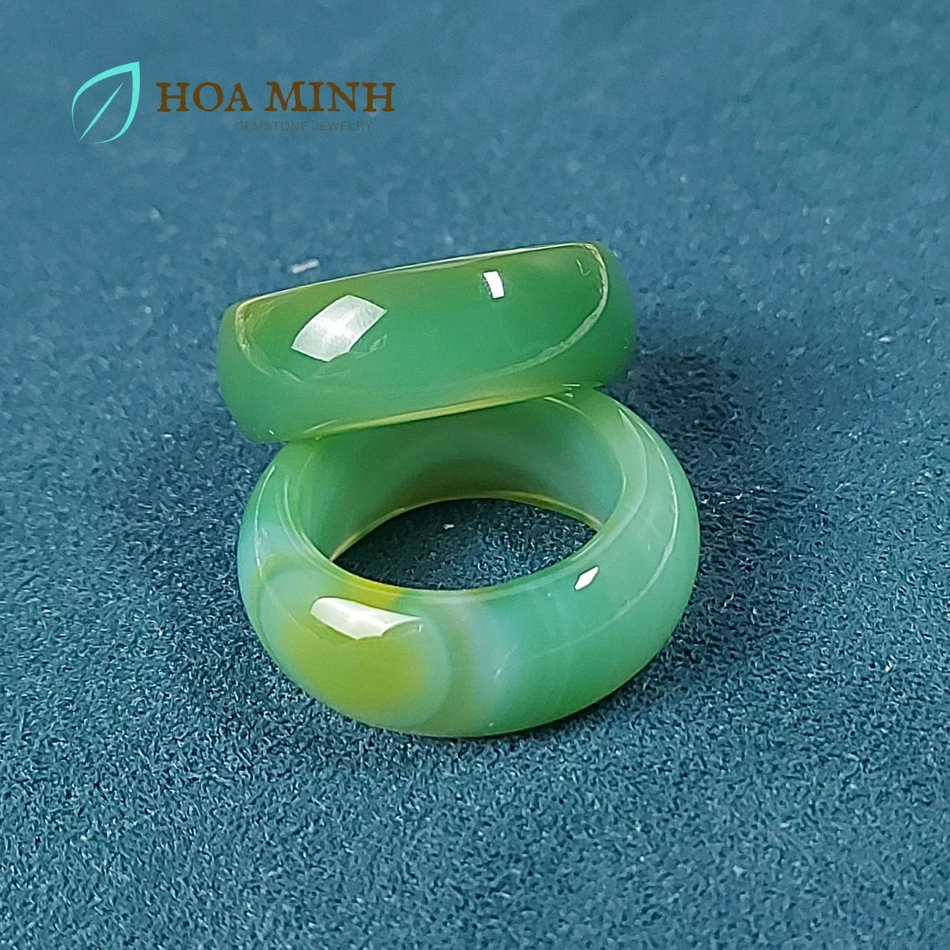 Nhẫn size lớn đá Mã Não màu xanh cốm dày nhẫn 9-10 li size đường kính 19mm nhẫn đẹp phong cách
