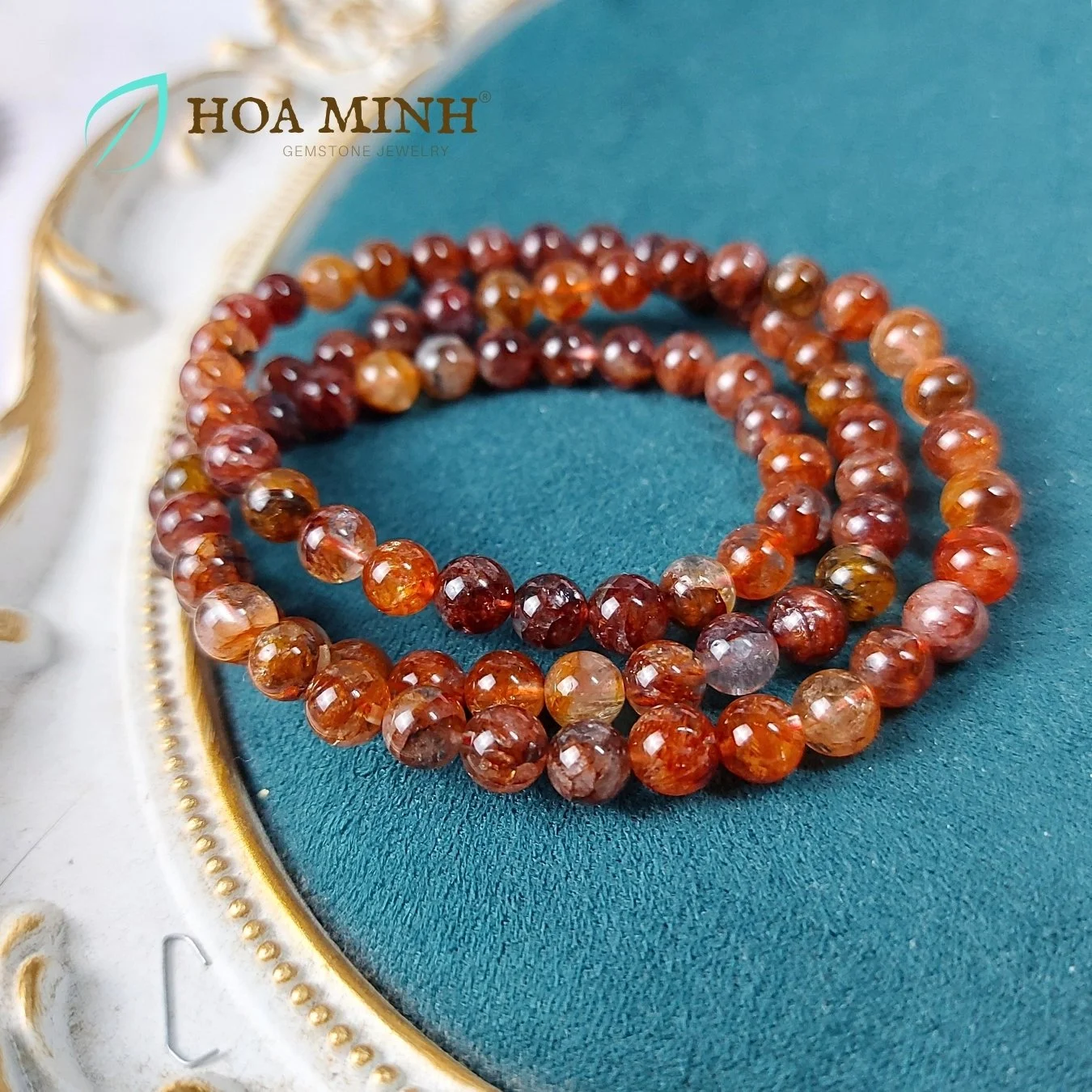 Vòng tay đá Thạch Anh Ưu Linh đỏ size hạt 6.5 li kiểu quấn 3 vòng phong cách thanh lịch, thời trang