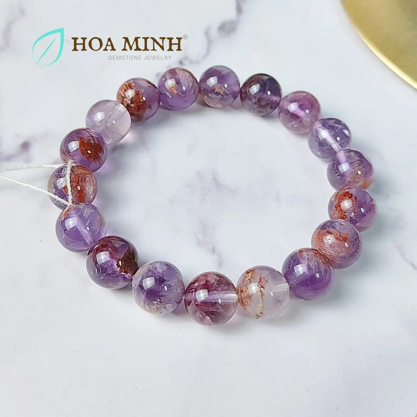 Vòng tay đá Thạch Anh Ưu Linh tím size hạt 10 li tự nhiên