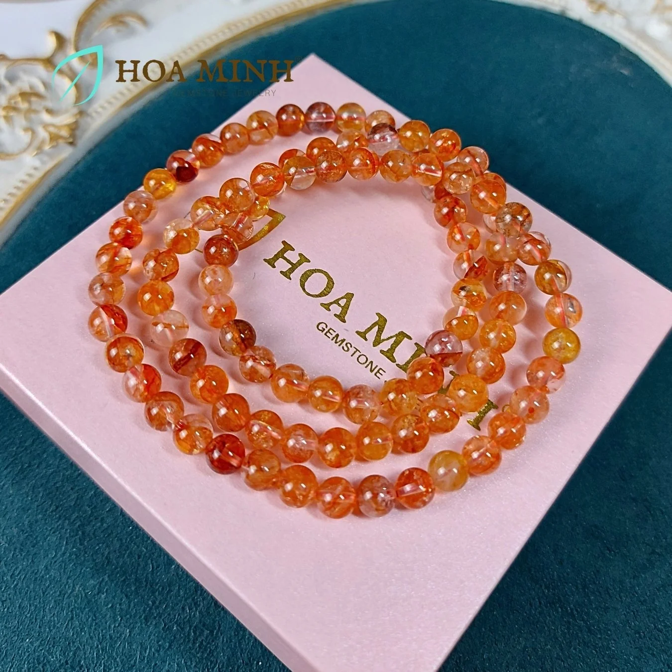 Vòng tay đá Thạch Anh Ưu Linh đỏ VIP tự nhiên size 6 li phong cách quấn 3 vòng tay hoặc vòng cổ