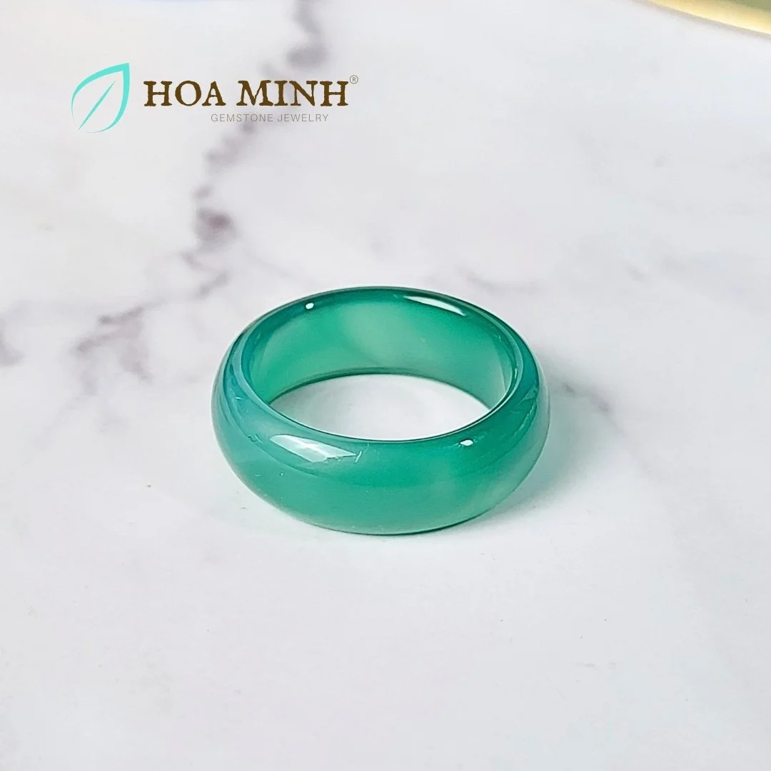 Nhẫn đá Mã Não xanh lá dày 8 li size đường kính 19.5mm size lớn nhẫn nam nhẫn nữ đẹp