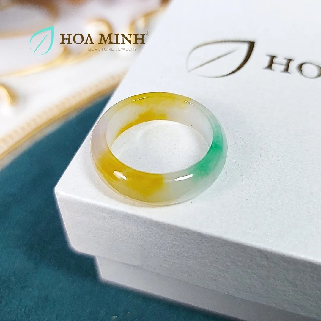 Nhẫn đá Cẩm Thạch đa bảo type B đường kính 18mm dày nhẫn 6.2 li