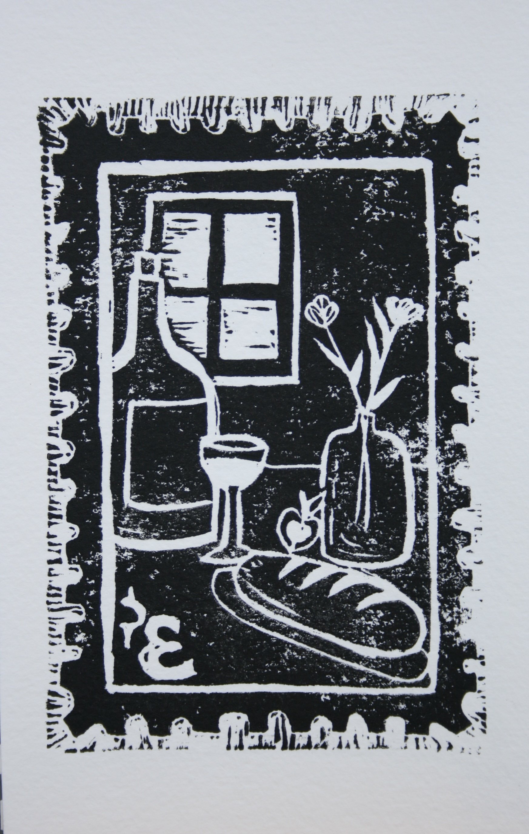 Wine for Lunch Block Print