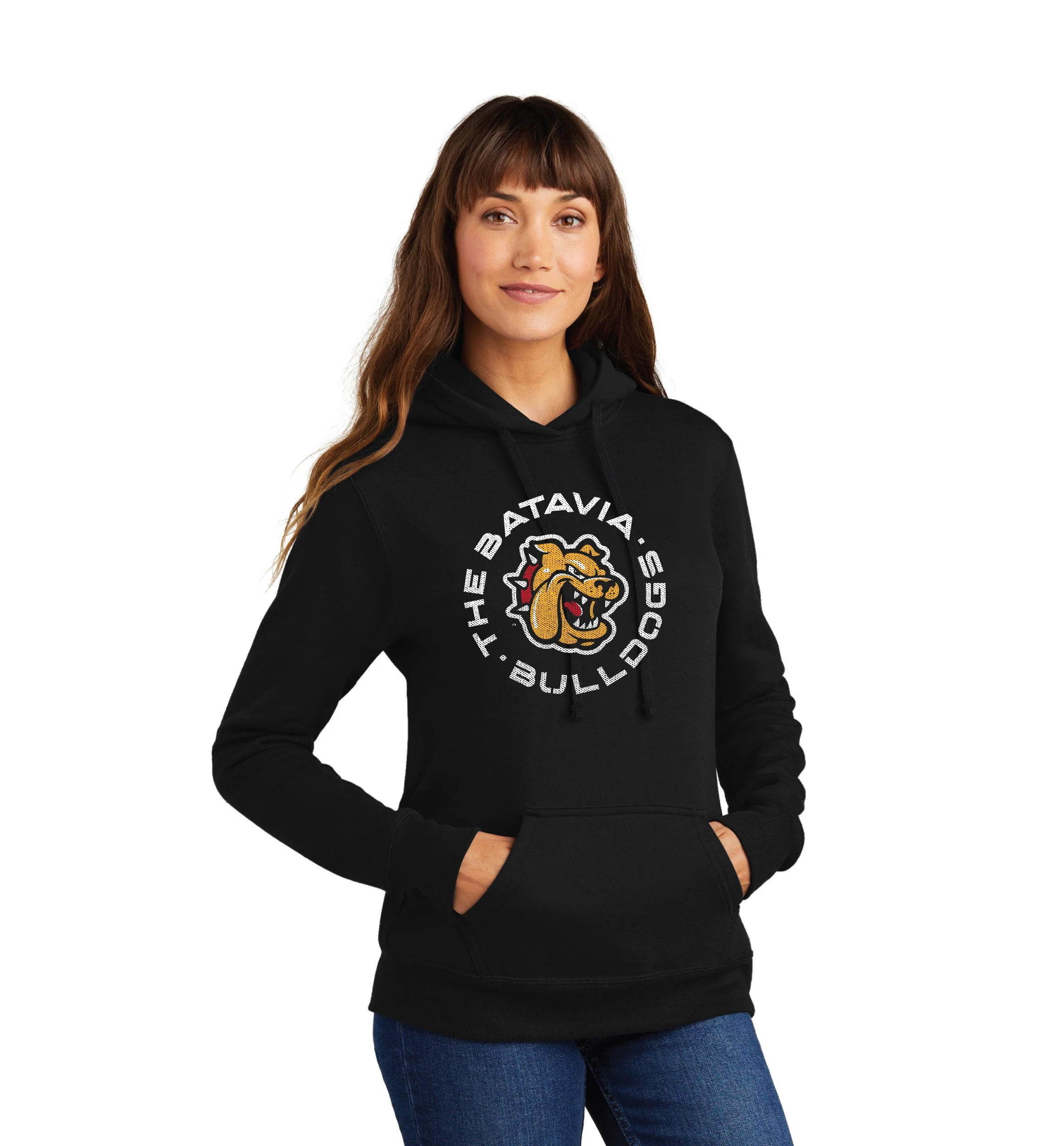 Bulldog Grit: Port & Co Women's Core Fleece Pullover Hooded Sweatshirt