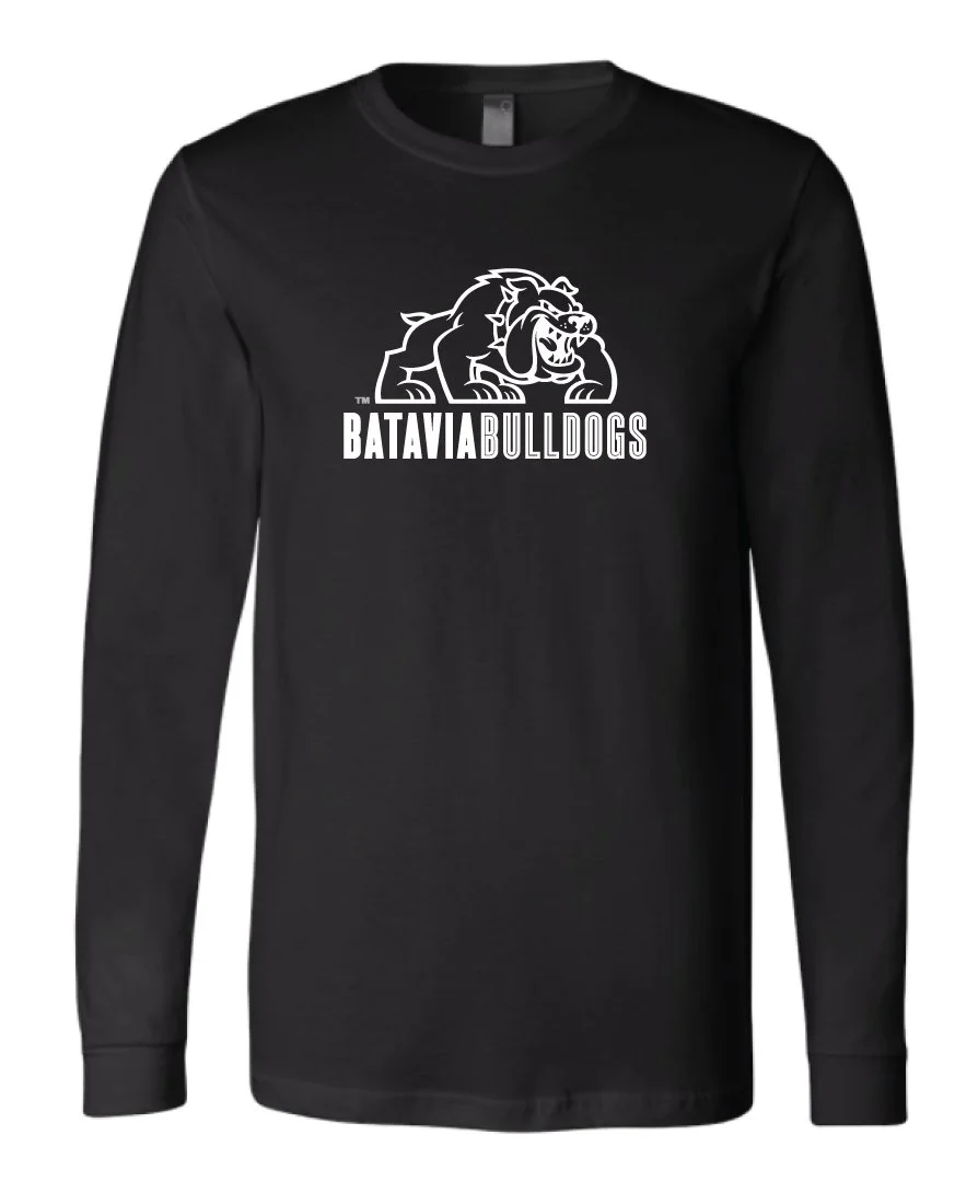 Batavia Bulldogs: Unisex Long Sleeve Cotton Jersey T-Shirt - Black
