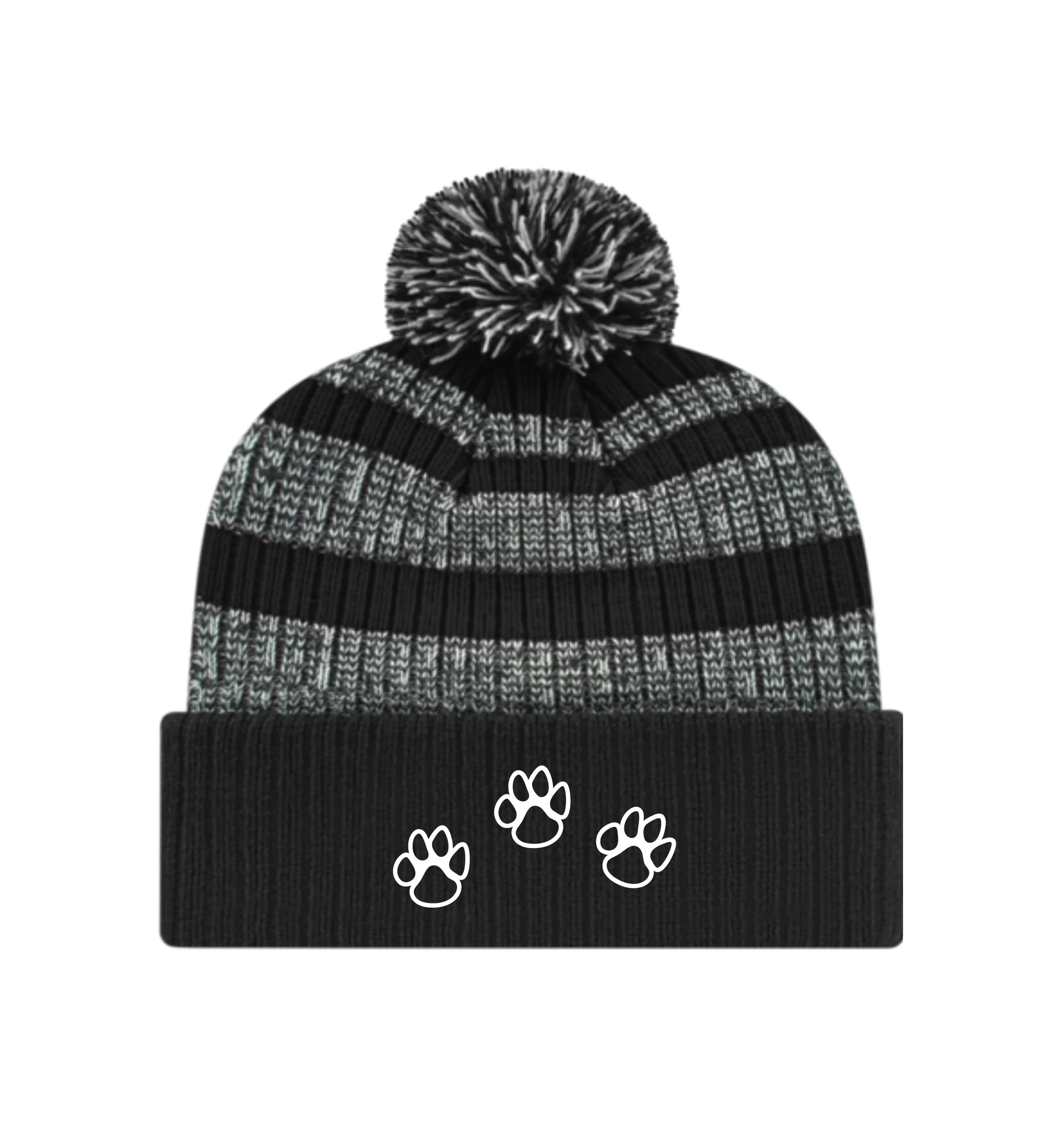 Batavia Bulldog Embroidered Festive Paws: Heavy Ribbed Knit Cap with Cuff