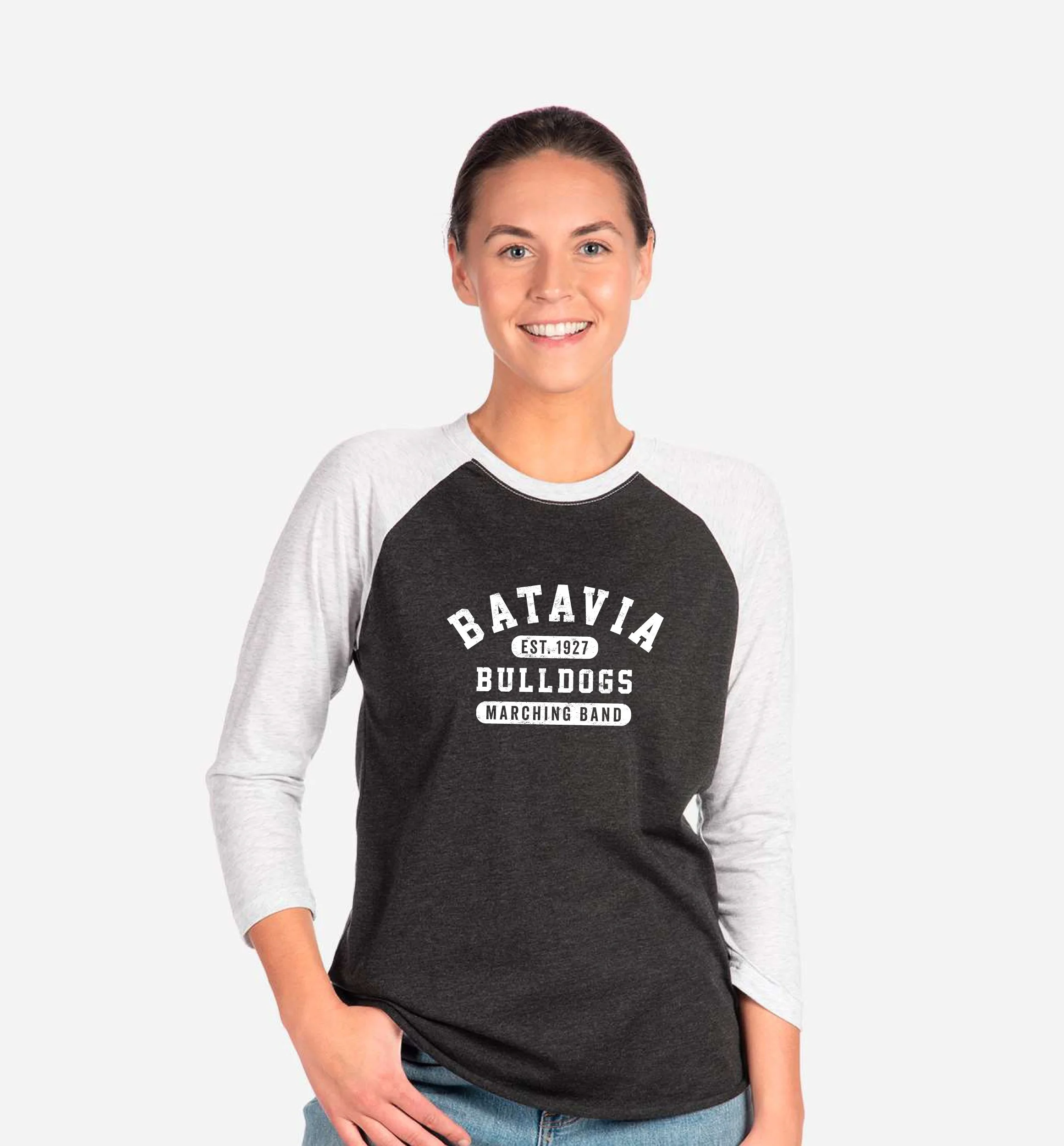 BataviaMarchingBand_1927_NextLevelRaglanTee_WhiteGrey_2.jpg