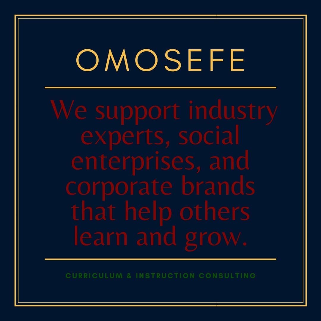 As 2020 winds down, we're all making plans for a more successful new year. Collaboration is always key.  Check us out at OmosefeConsulting.com .