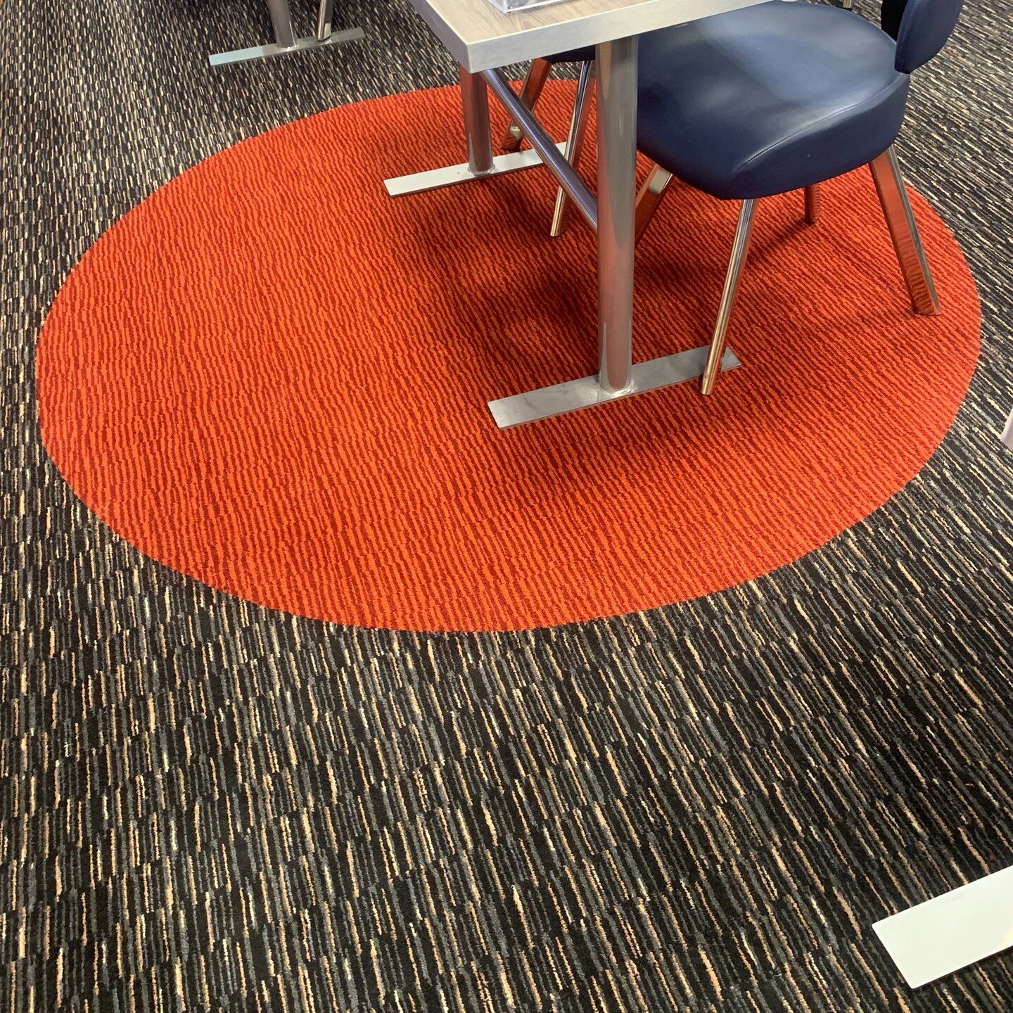 A small but tricky job to inset a circle within an existing carpet at a betting shop in Manchester recently.