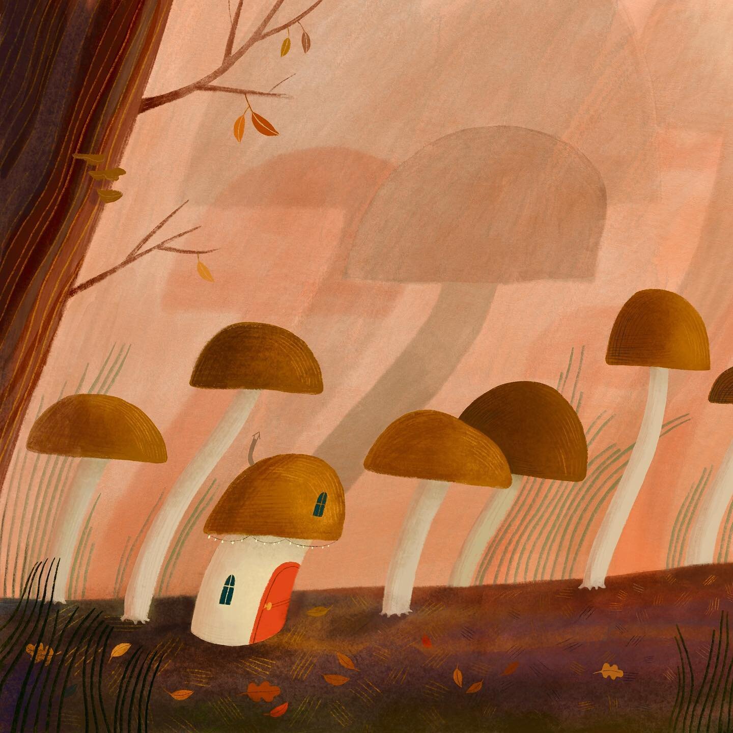 acorn treasure hunt🍄🍂🍁 
.
if I lived in this cute mushroom house I would never want to leave, but squirrels are weird
.
#picturebook #picturebookillustration #forestillustration #mushrooms #mushroomforest #mushroomhouse #squirrels #fallillustratio