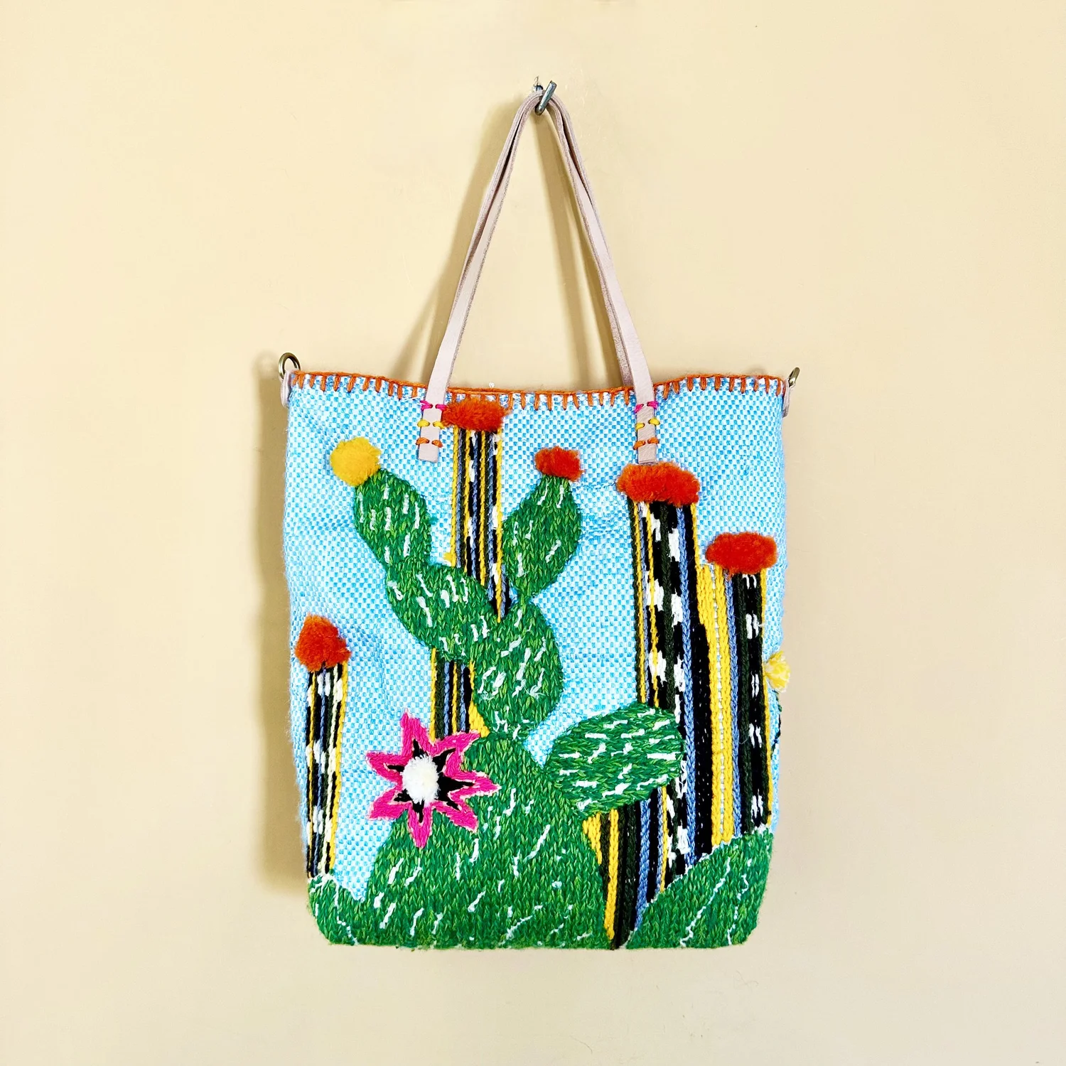 Raffia Cactus Beach Bag Straw Beach Shoulder Bag, Crochet Woven