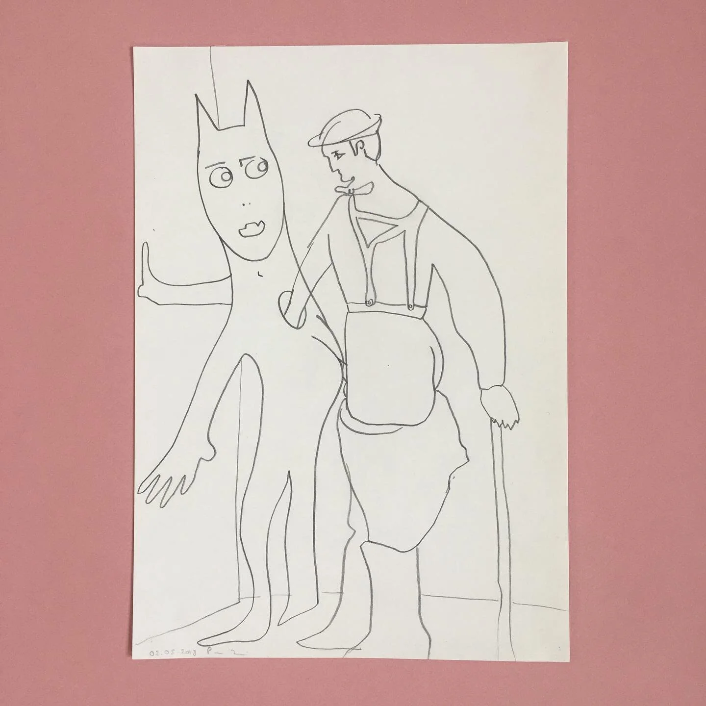 One of my friends pointed out that the figure in the drawing reminded her of the finnish children&rsquo;s book character Moomins. I hadn&rsquo;t thought about this but can see the resemblance a little bit. I was researching German folklore and develo