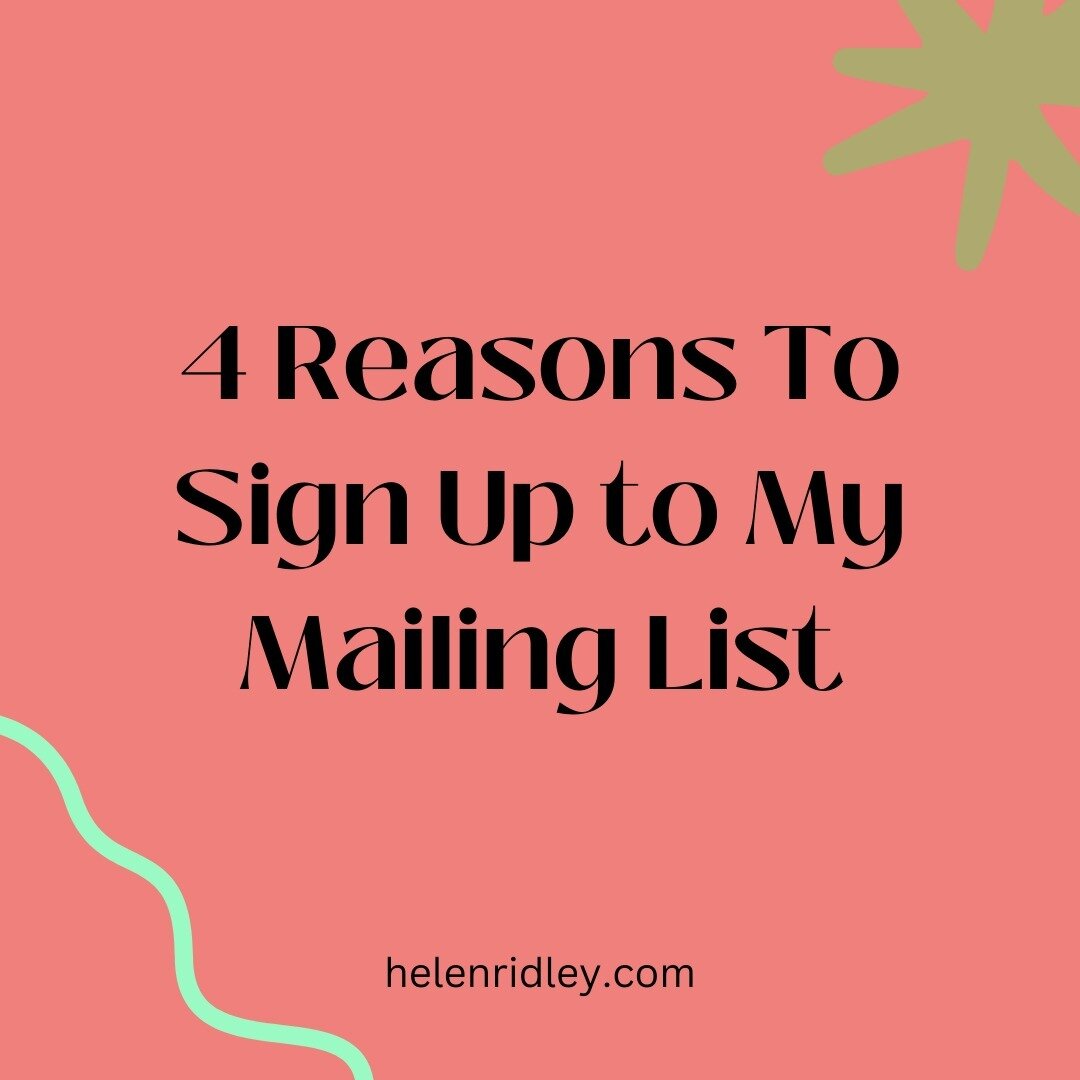 📨 4 Reasons To Sign Up To My Mailing List!

I love creating my newsletter each month, and wanted to pop a post on my grid to let you know what you'll get if you sign up!

1. Be the first to hear about my new workshops, Services and Events

2. Get up