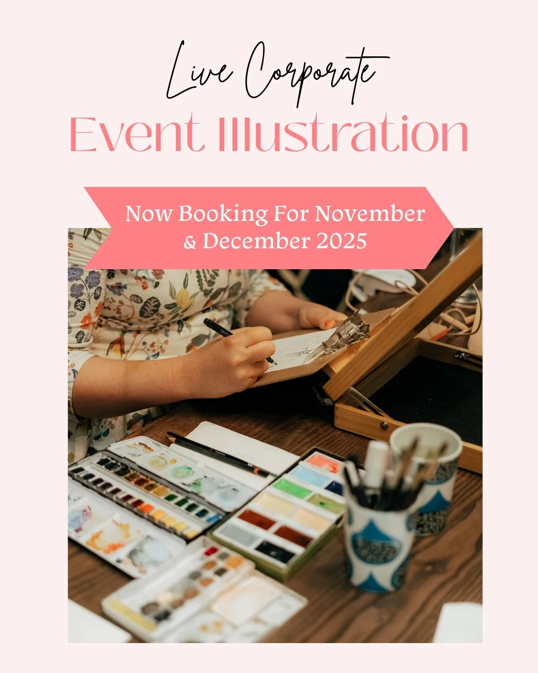 🥂 Live Corporate Event Illustration
Over the last few weeks I've had a flurry of enquiries for corporate events, so this is a reminder that I have limited availability for events in November and December!
I'm available for all sorts of events incl