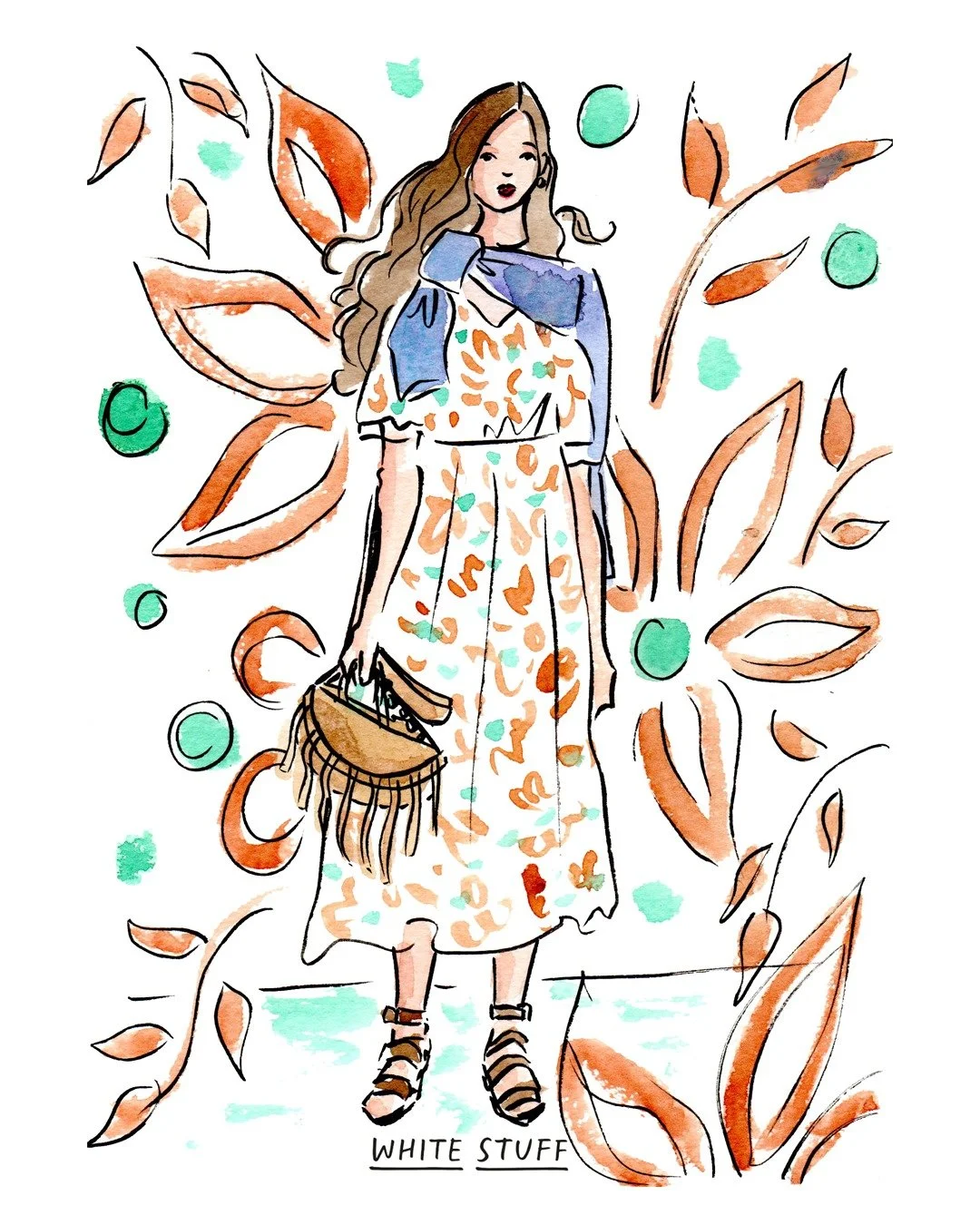 Manifesting the type of fashion illustration I would love to do more of in 2026, I painted this portrait inspired by a dress from @whitestuffuk

I loved incorporating elements of the dress print into the background to give the composition so much mor