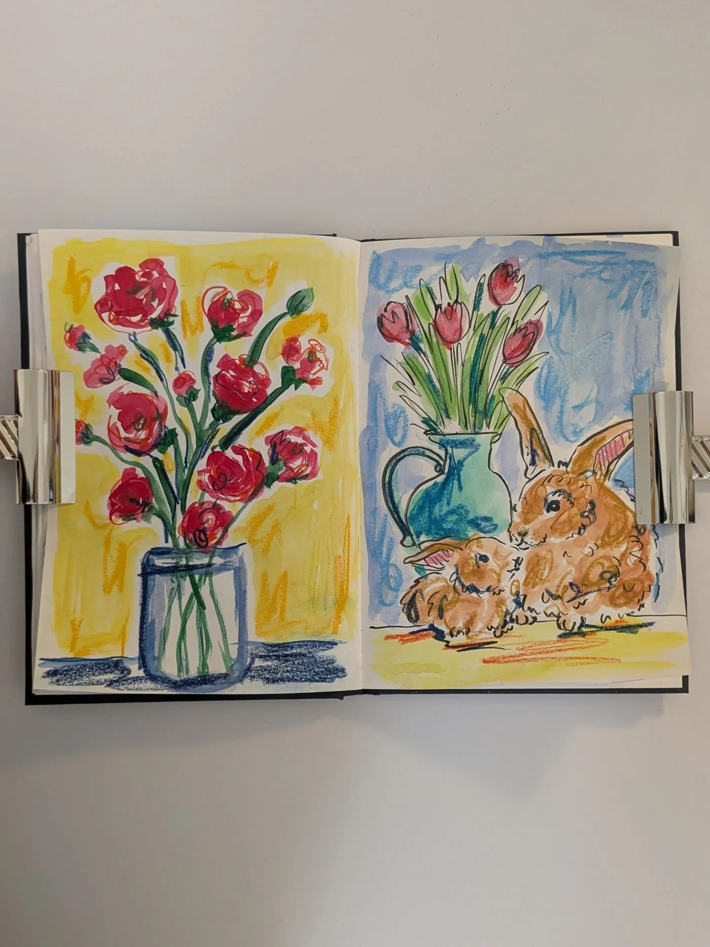 A couple of new pages in my sketchbook today.  I used some inspiration images from @bydylanm 

Swipe to see the materials I used!

It has been waaaay too long since I did some random sketchbook stuff so I'm going to try and do a bit each day over the