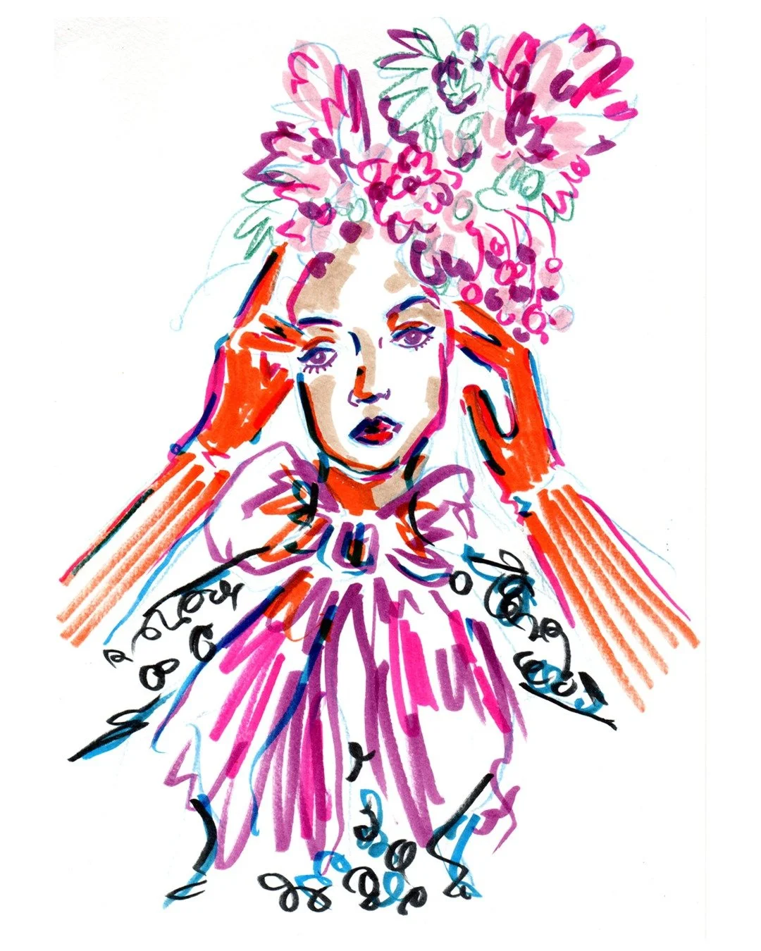 On Monday I'm going to be @londonfashionweek doing live sketching of street style looks with @_whimsy_illustrations_ 

I've been practicing drawing with more limited materials as I'll just have a sketchbook and some pens in my pocket.

So this is a s