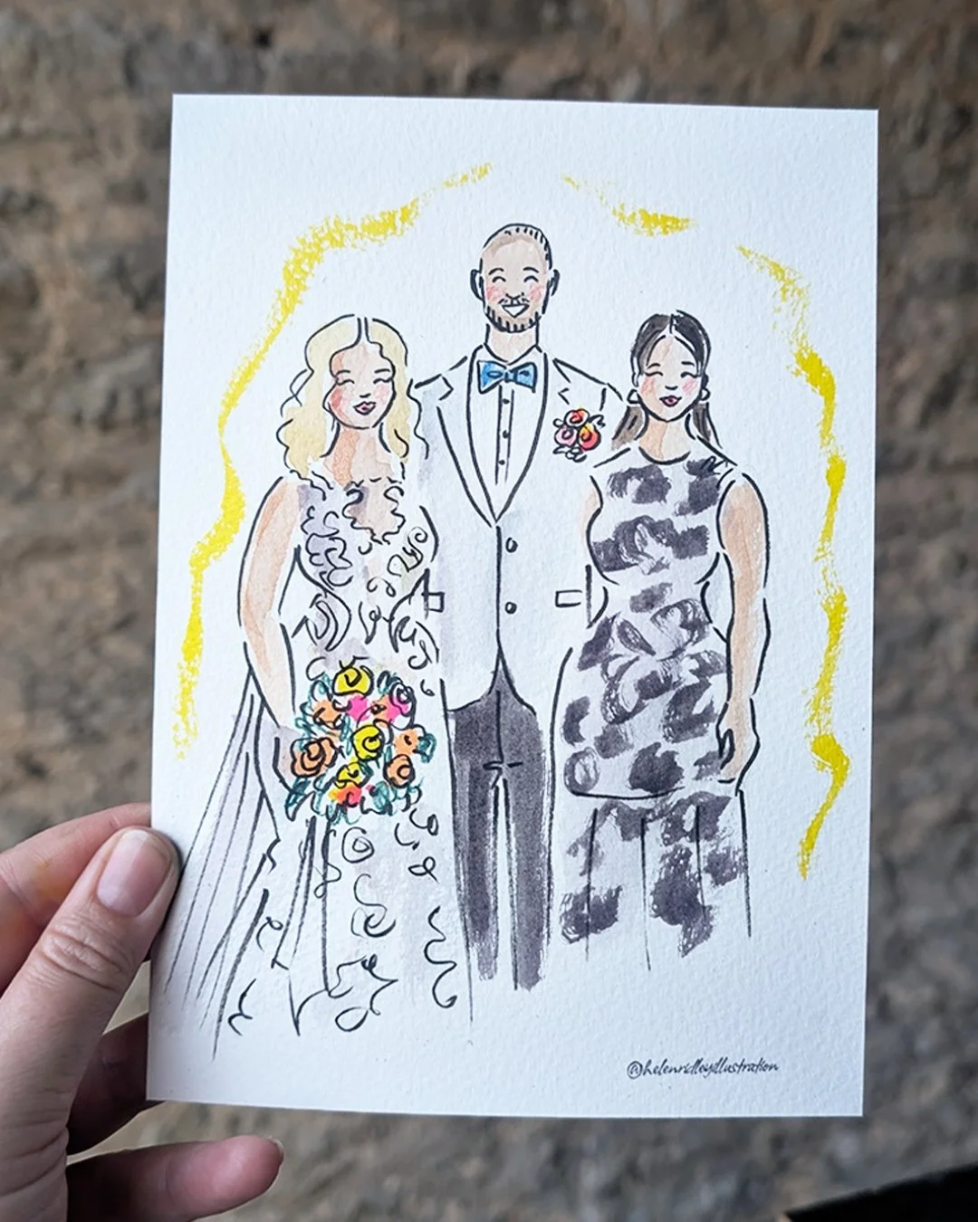 A couple of weeks ago I illustrated at T&amp;C's wedding @strattoncourtbarn in Bicester.

They had to re-scheudule their wedding twice, once due to COVID and again due to illness.

I was so happy that they managed to have the wedding day that they dr