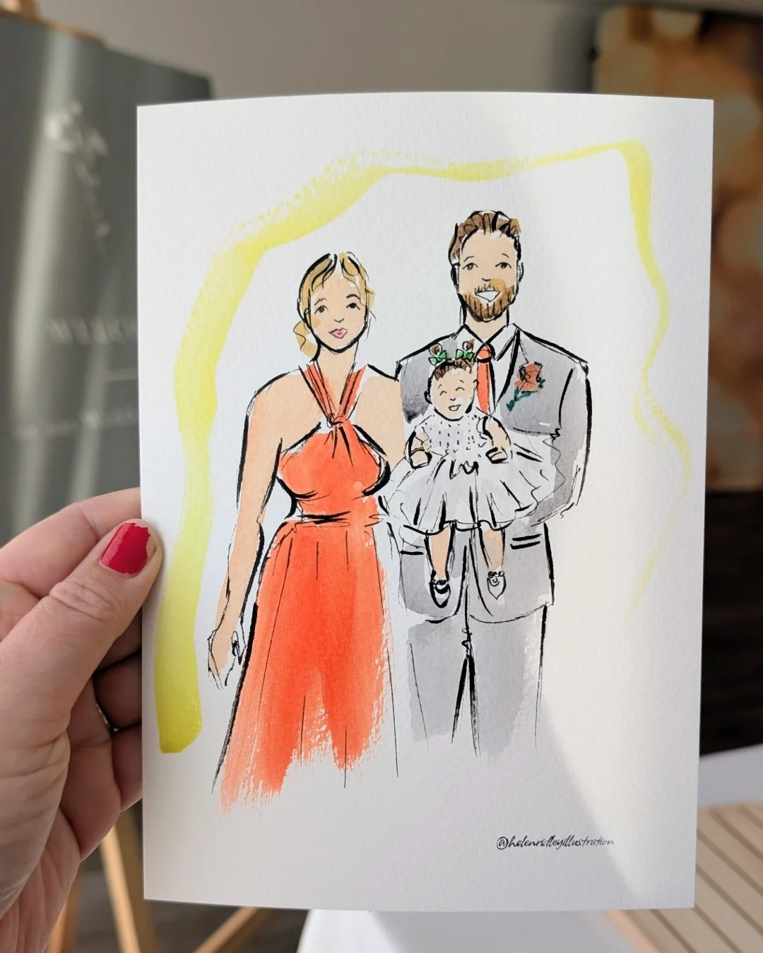 Experimenting with a new style for some wedding guest portraits at T &amp; P's wedding  in the Cotwolds on Saturday

Instead of sketching with a pencil first, I went straight in with a thinner @uniball_uk fineliner pen, then added thicker lines with 