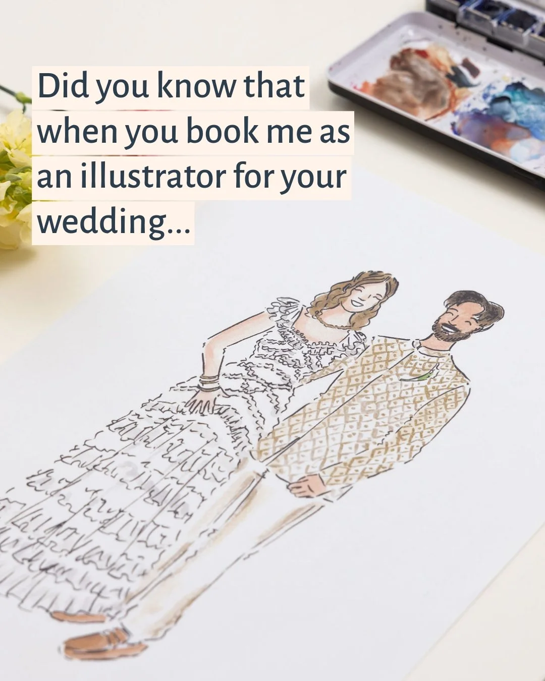 Did you know that all of my wedding illustration packages include a happy couple portrait?

I paint these portraits in my studio rather than on the day, so I can add lots more details, and can include pets and kids as well if you like!

#liveillustra