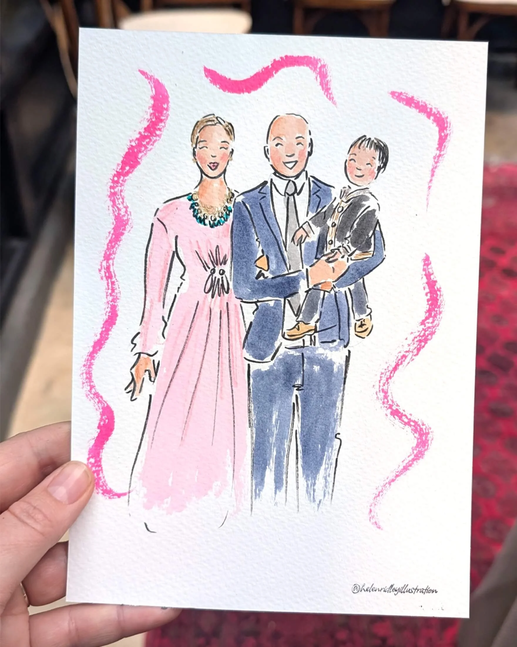 Live illustration portrait of a family