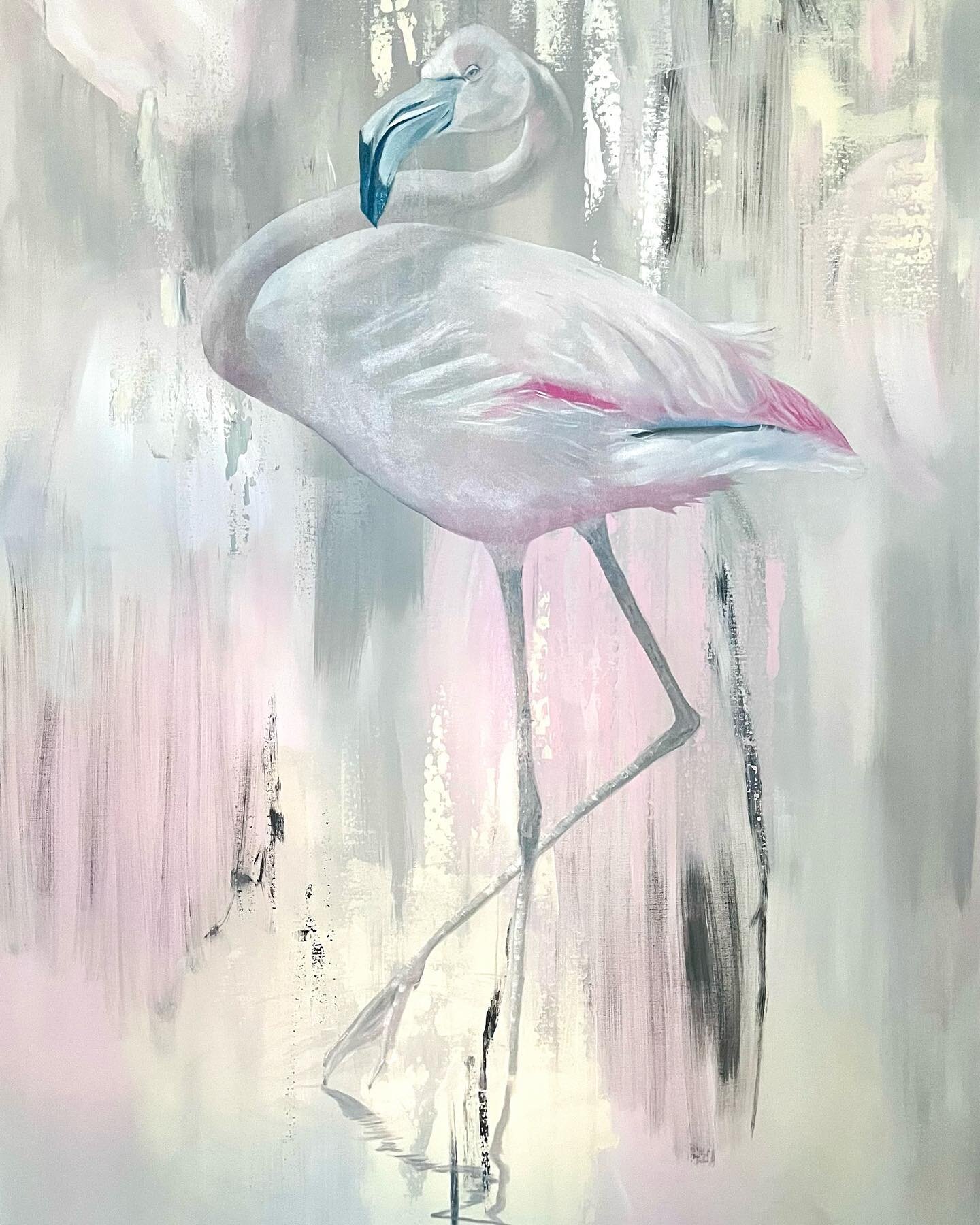 First layer of Mr. Flamingo ready. 😍🦩Or is it Mrs.? 🤷🏻&zwj;♀️

#wip #oilpainting #acrylicpainting #mixedmedia #artoftheday #flamingo #flamingopainting #birdpainting #pastelpink #artbyoonanakai