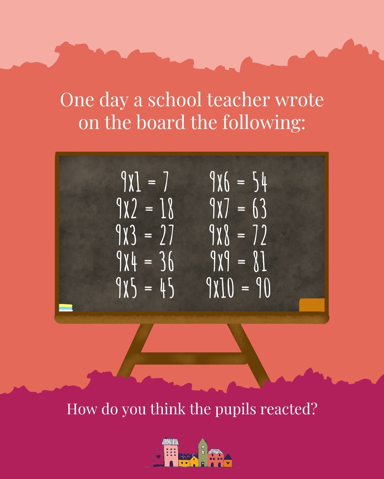 One day a school teacher wrote on the board the following sums. When she was done, she looked to the students and they were all laughing at her, because of the first equation which was wrong, and then the teacher said the following:⁠
⁠
&ldquo;I wrote