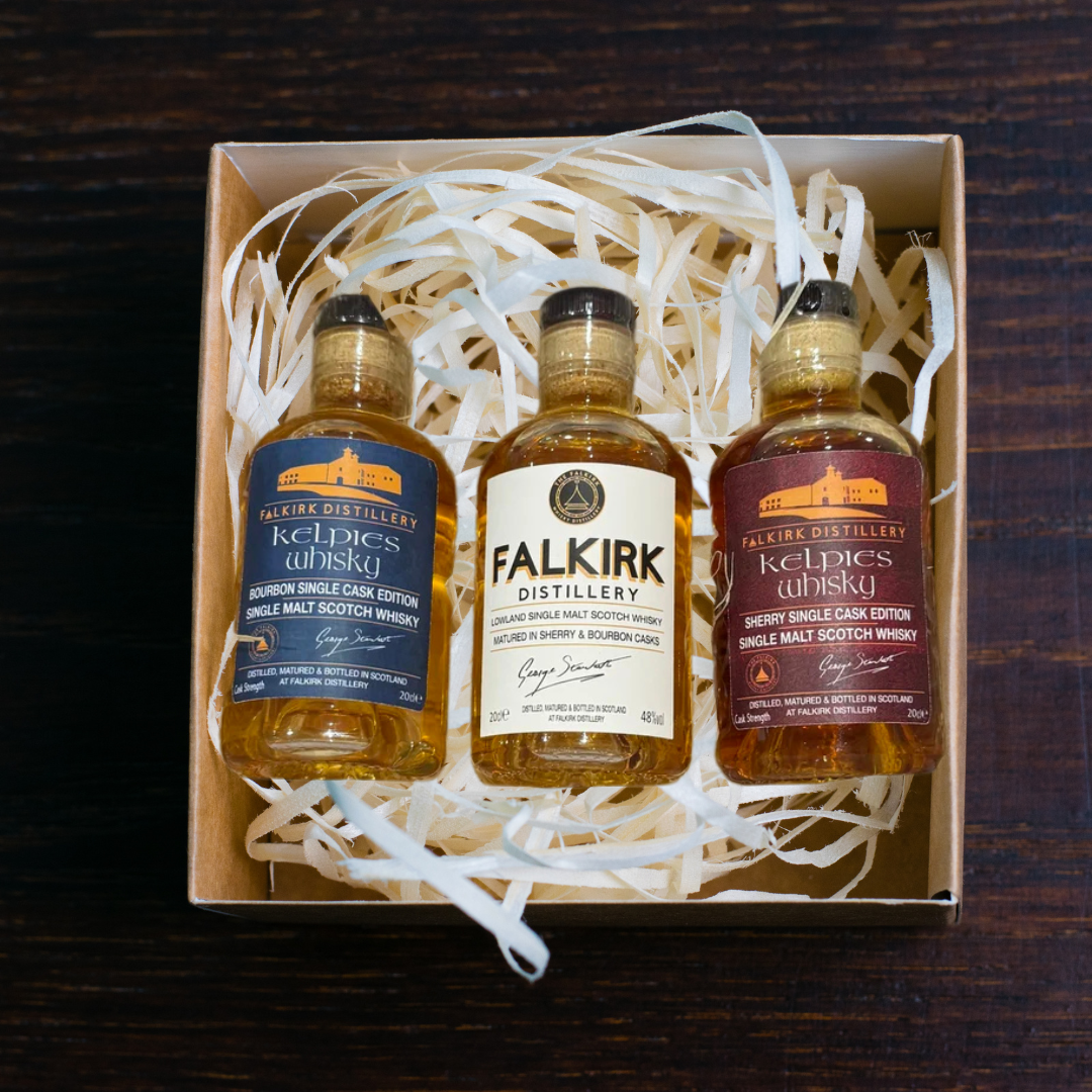 Falkirk Distillery Whisky Trio set-  20cl  (Falkirk Single Malt, Kelpies Sherry & Bourbon Releases)