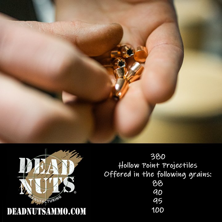 Dead Nuts Ammo's .380 Hollow Point Projectiles are the BEST! 💥 Contact us for ordering. #Ammunition #SelfDefense #StaySafe #MadeinTexas