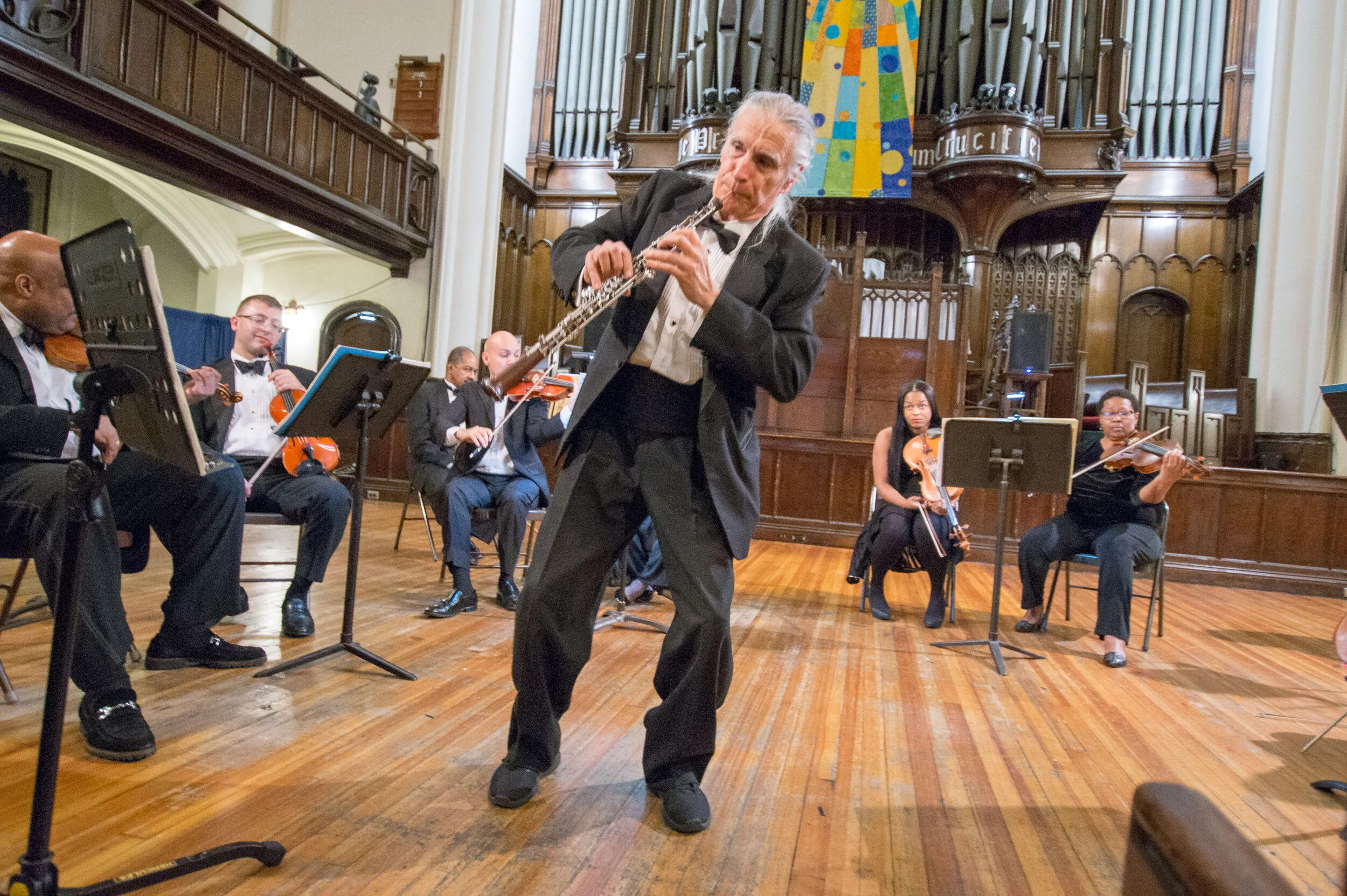 Oboist Gerard Reuter performing during one of our Annual Bach Concerts.