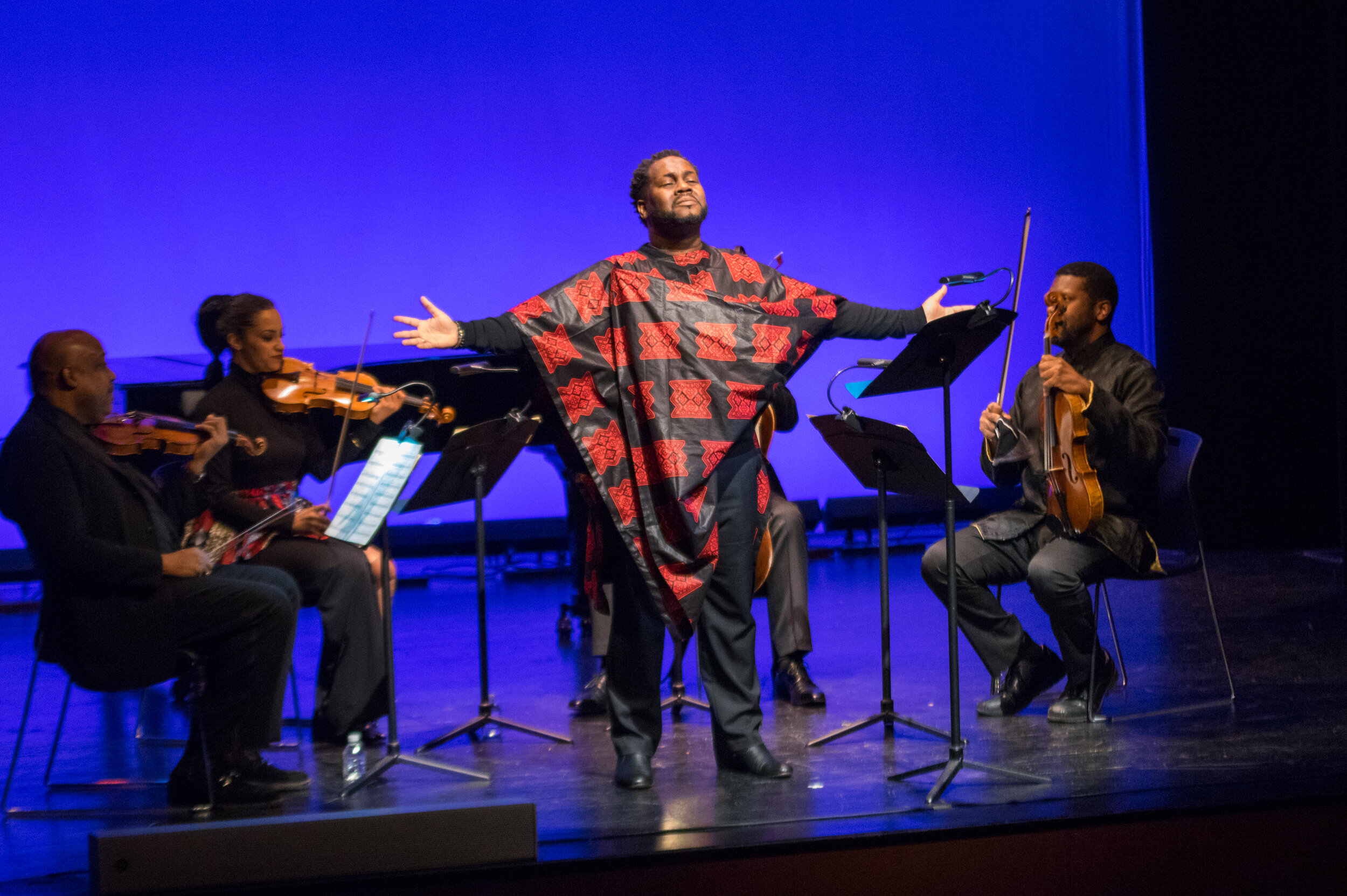 Kenneth Overton with members of The Harlem Chamber Players after the world premiere performance of Adolphus Hailstork's “Nobody Know” -- February 2019 at the Schomburg Center.