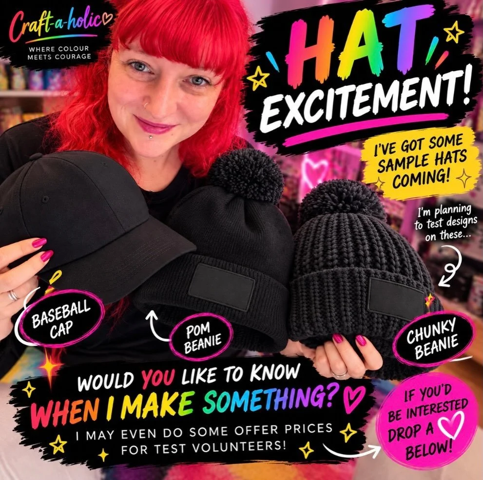 🧢 OK HAT WEARERS&hellip; I NEED YOU! 👀🌈✨

I&rsquo;ve got these styles coming in to play with and I&rsquo;m already thinking of FAR too many ideas 😂

The exciting bit is I can start experimenting NOW with my rainbow and gorgeous foils 🌈✨ then whe