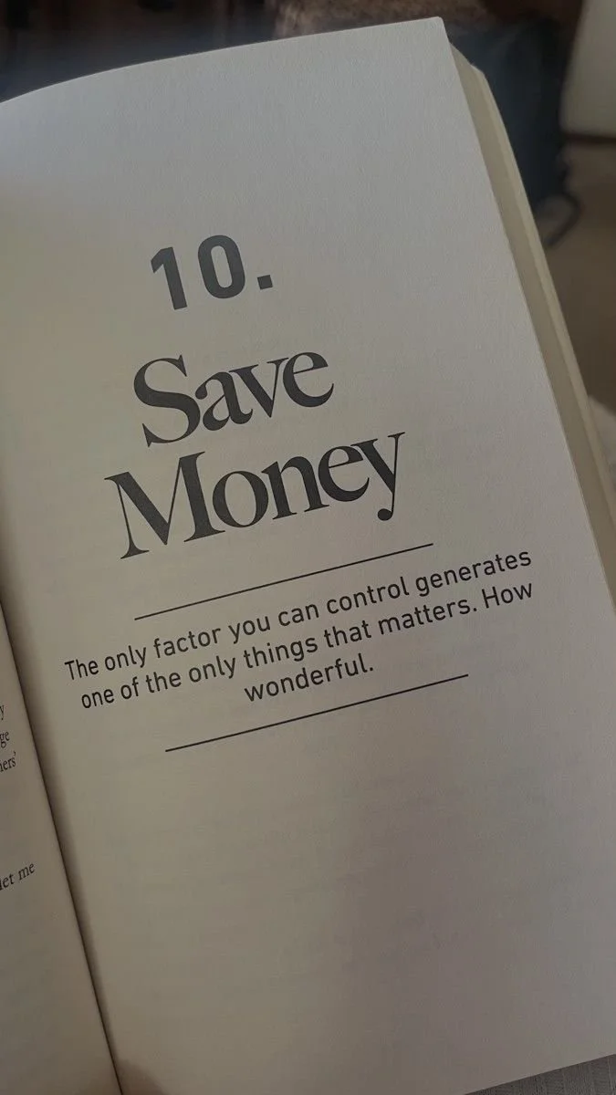 image of book page chapter on saving money qith following quote