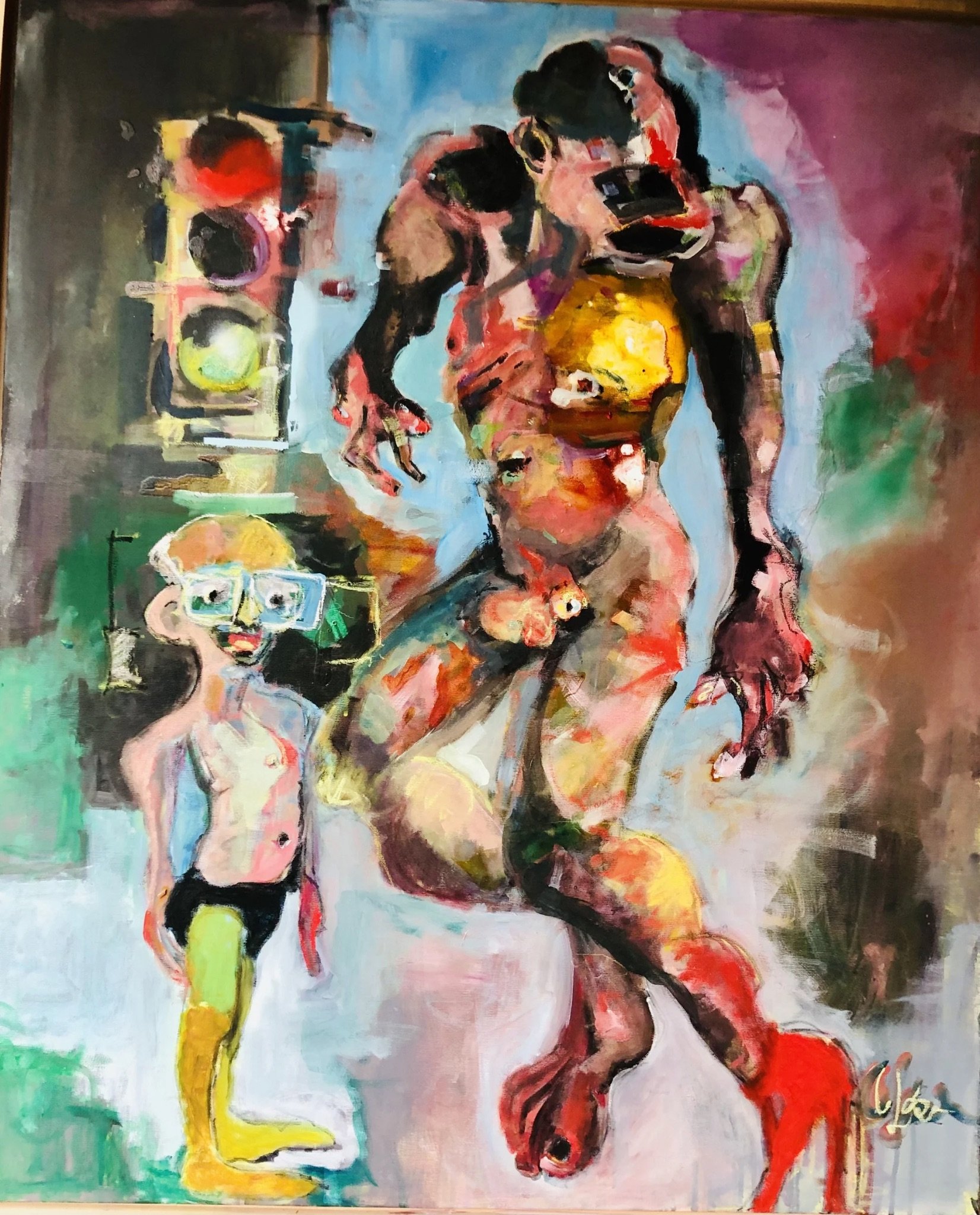 Traffic (2025) Conny Gabora Mixed Media auf Leinwand 130 x 95 cm